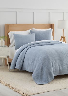 Crown & Ivy Marigold Queen Quilt Set, Blue, Full/Queen