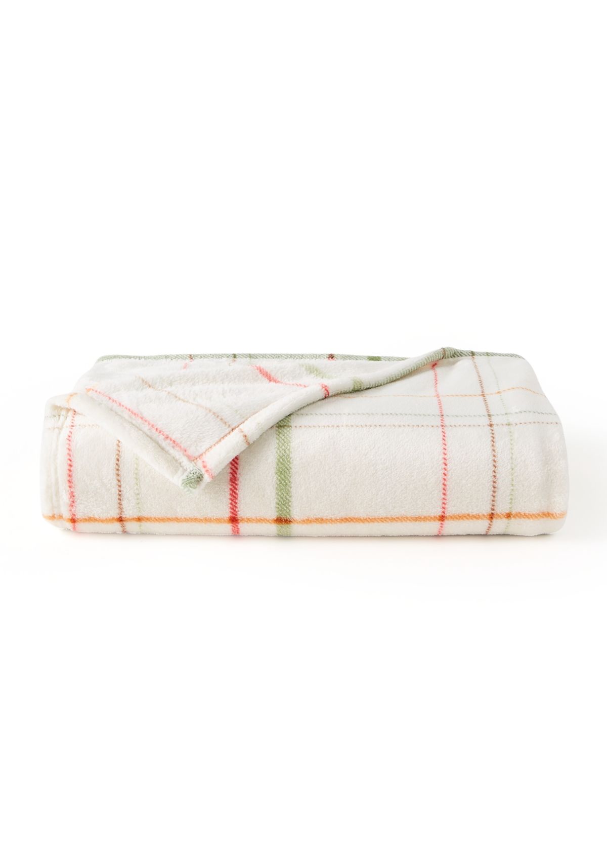 White Multi Plaid Plush Throw Blanket
