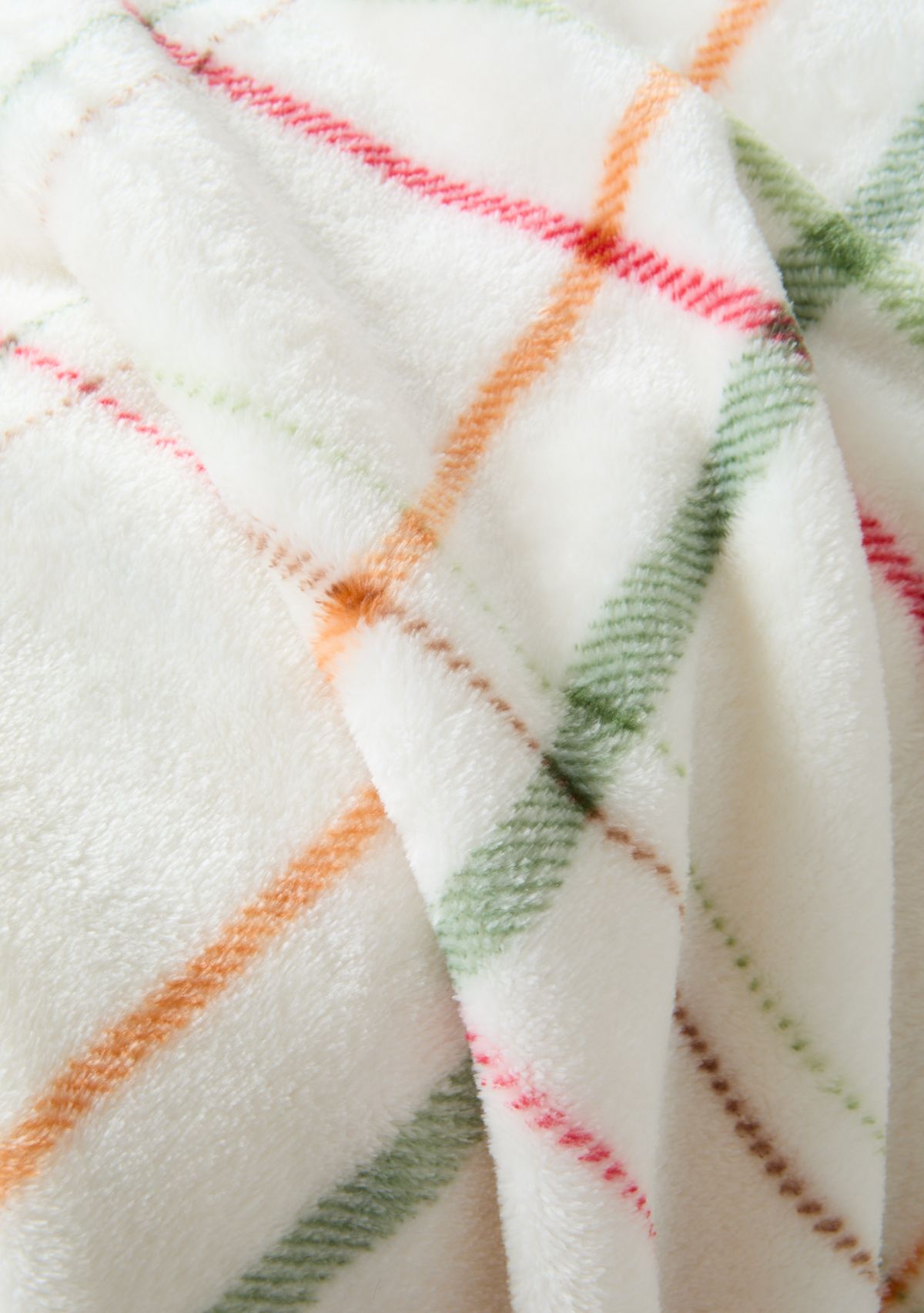 White Multi Plaid Plush Throw Blanket