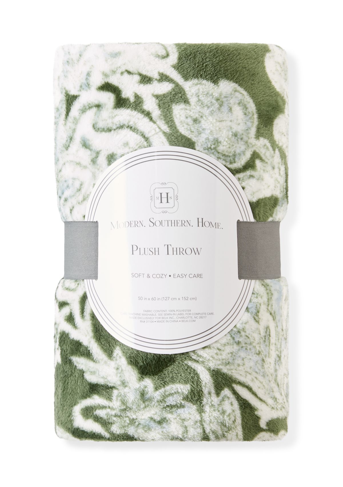 Blue Green Floral Plush Throw Blanket