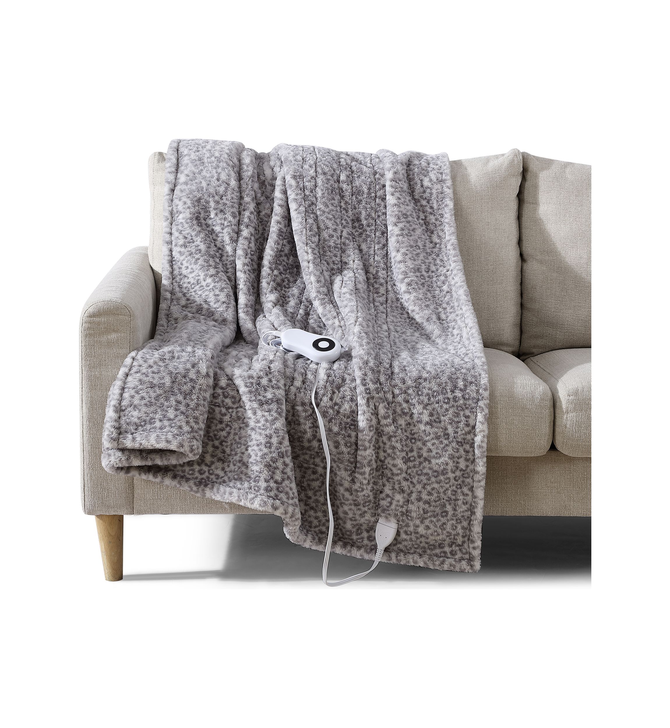 Faux Fur Heated Throw Blanket