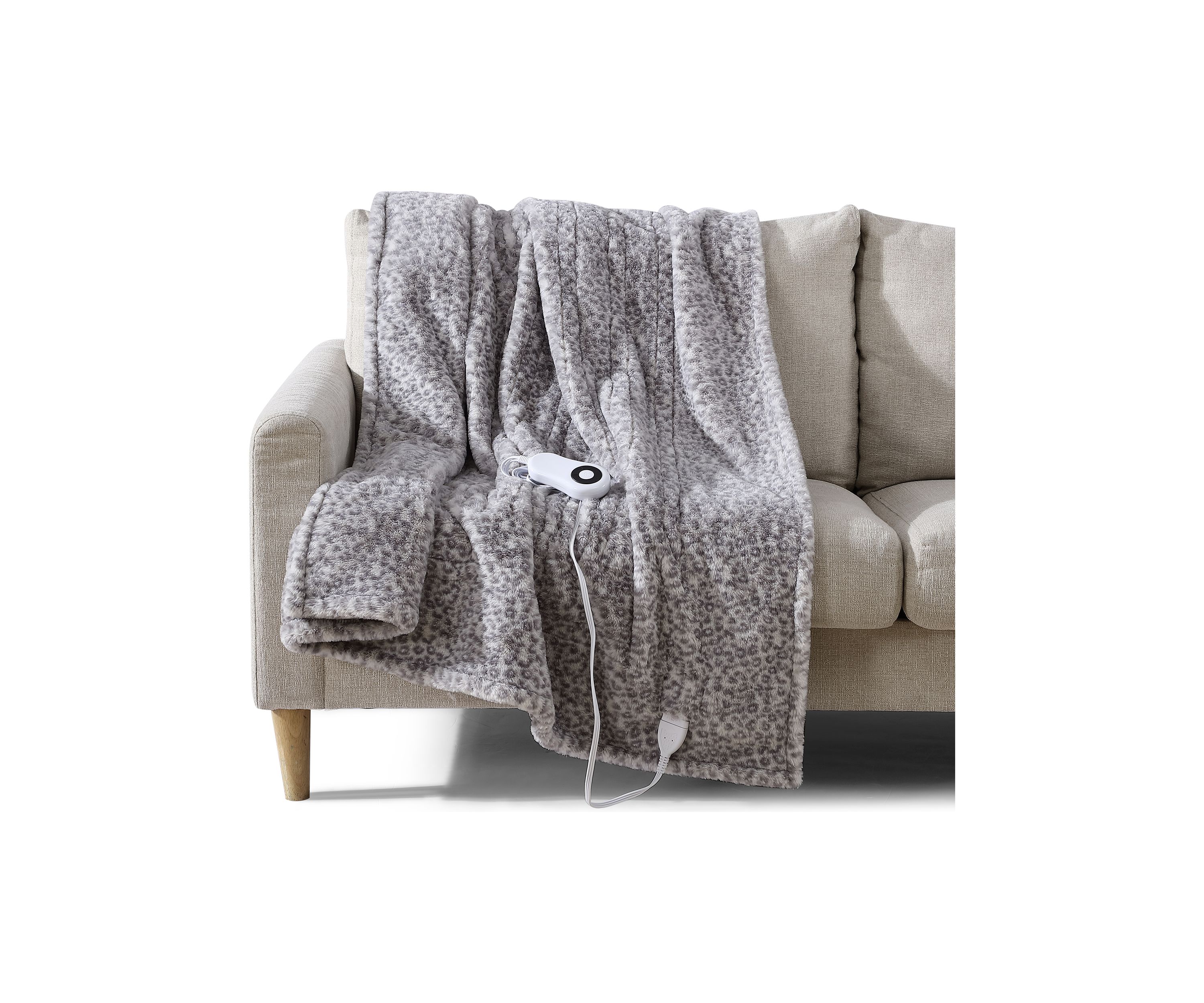 Faux Fur Heated Throw Blanket