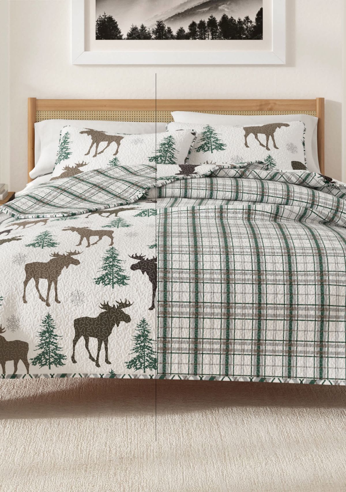 Wildlife Moose Printed Quilt Set
