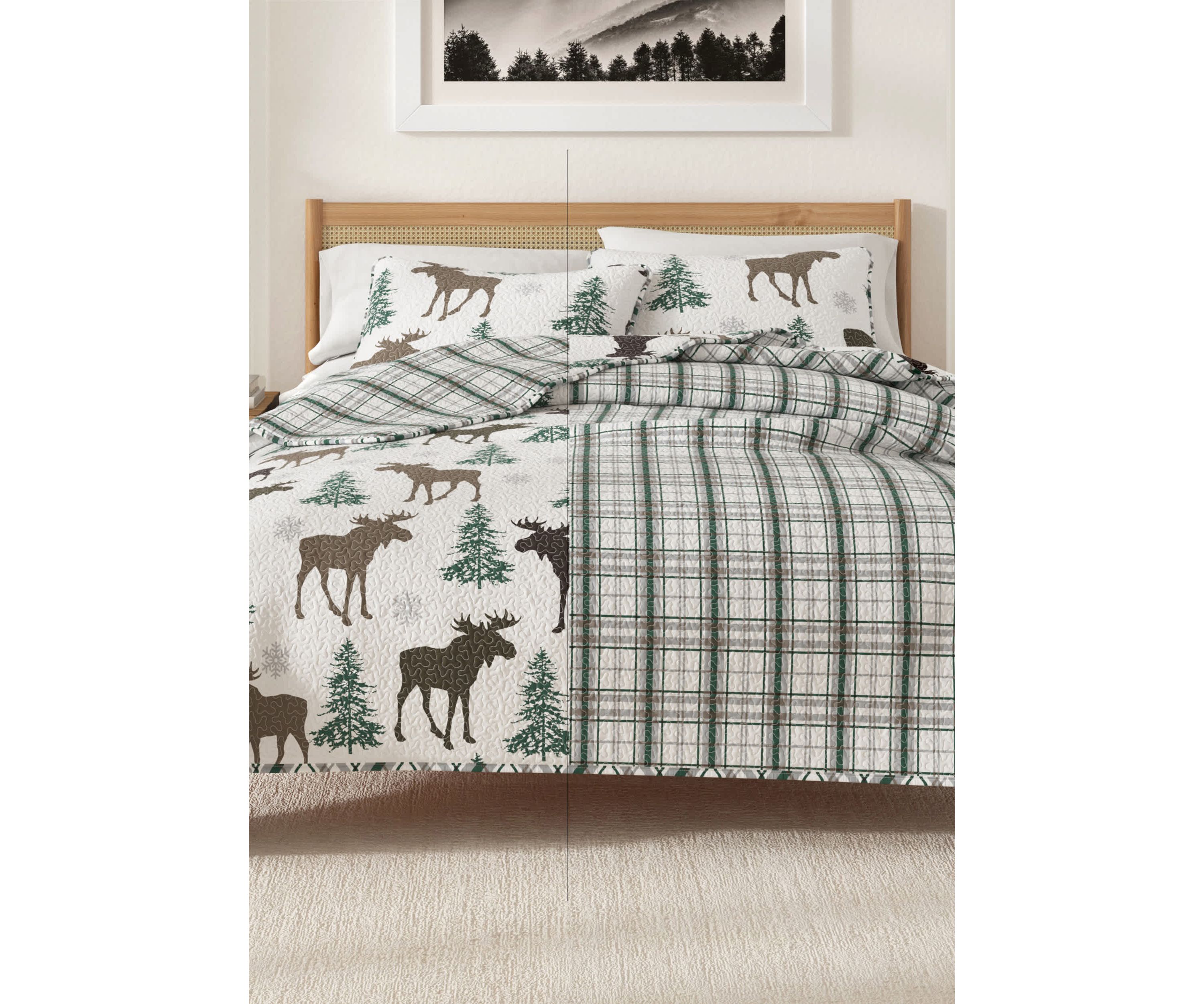Wildlife Moose Printed Quilt Set