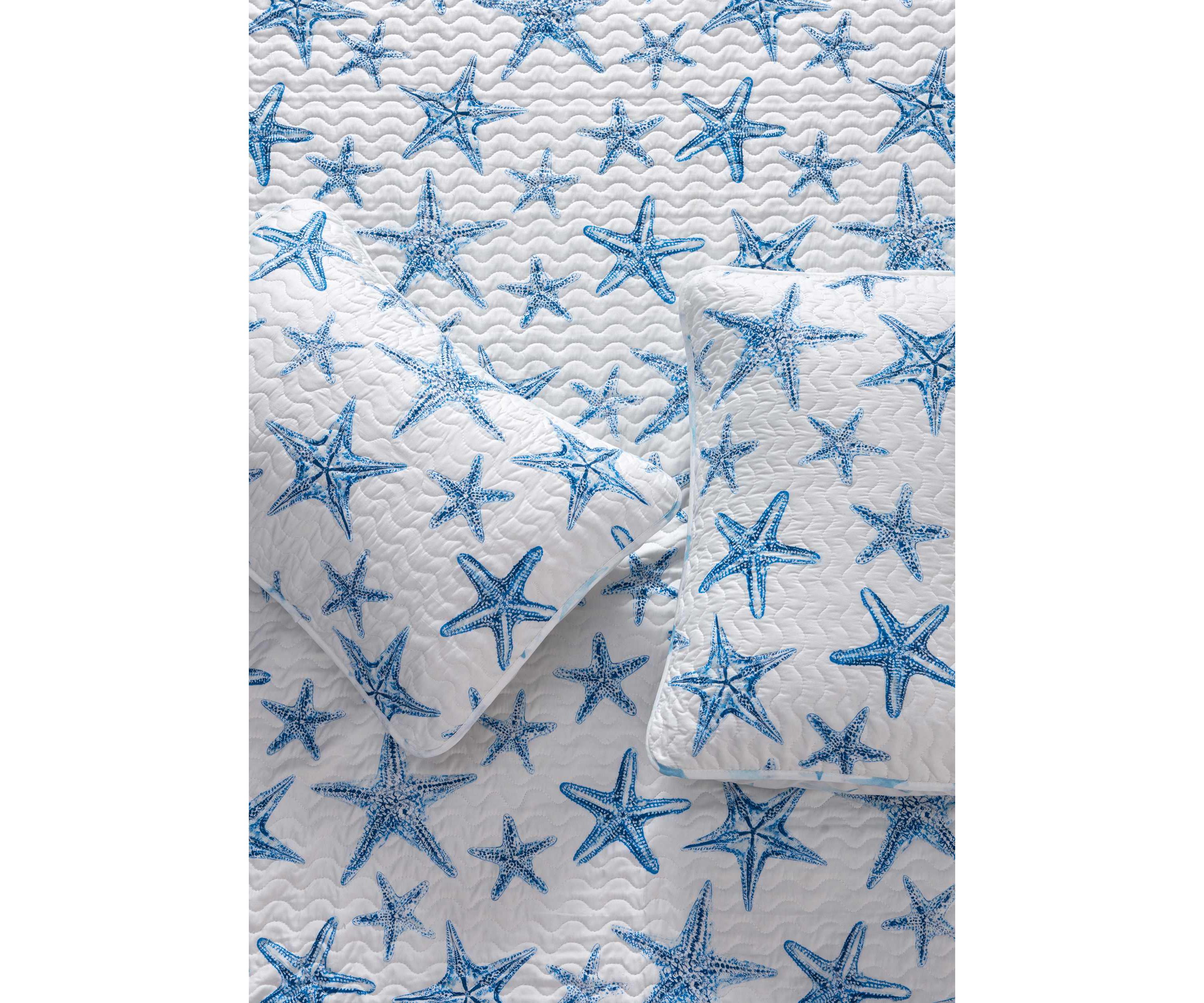 Starfish Printed Coastal Quilt Set