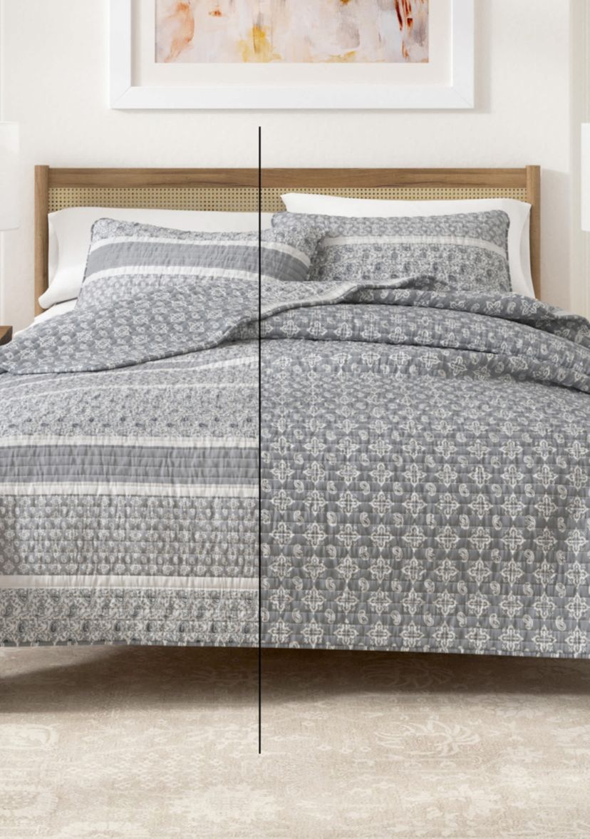 Striped Paisley Quilt Set