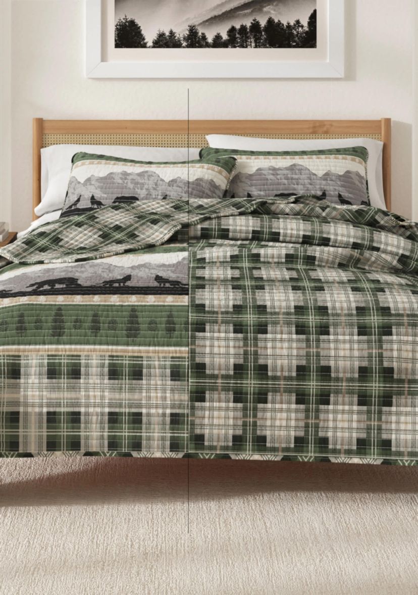 Lodge Forest Patchwork Quilt Set