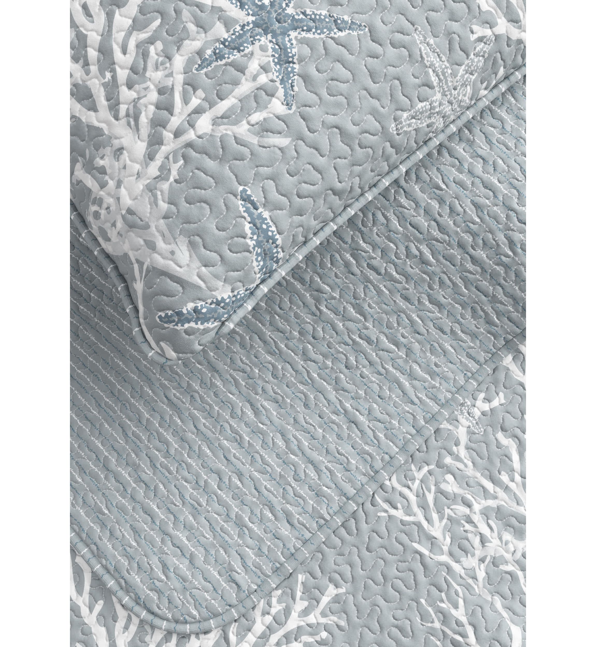 Blue / Grey Coral Coastal Quilt Set