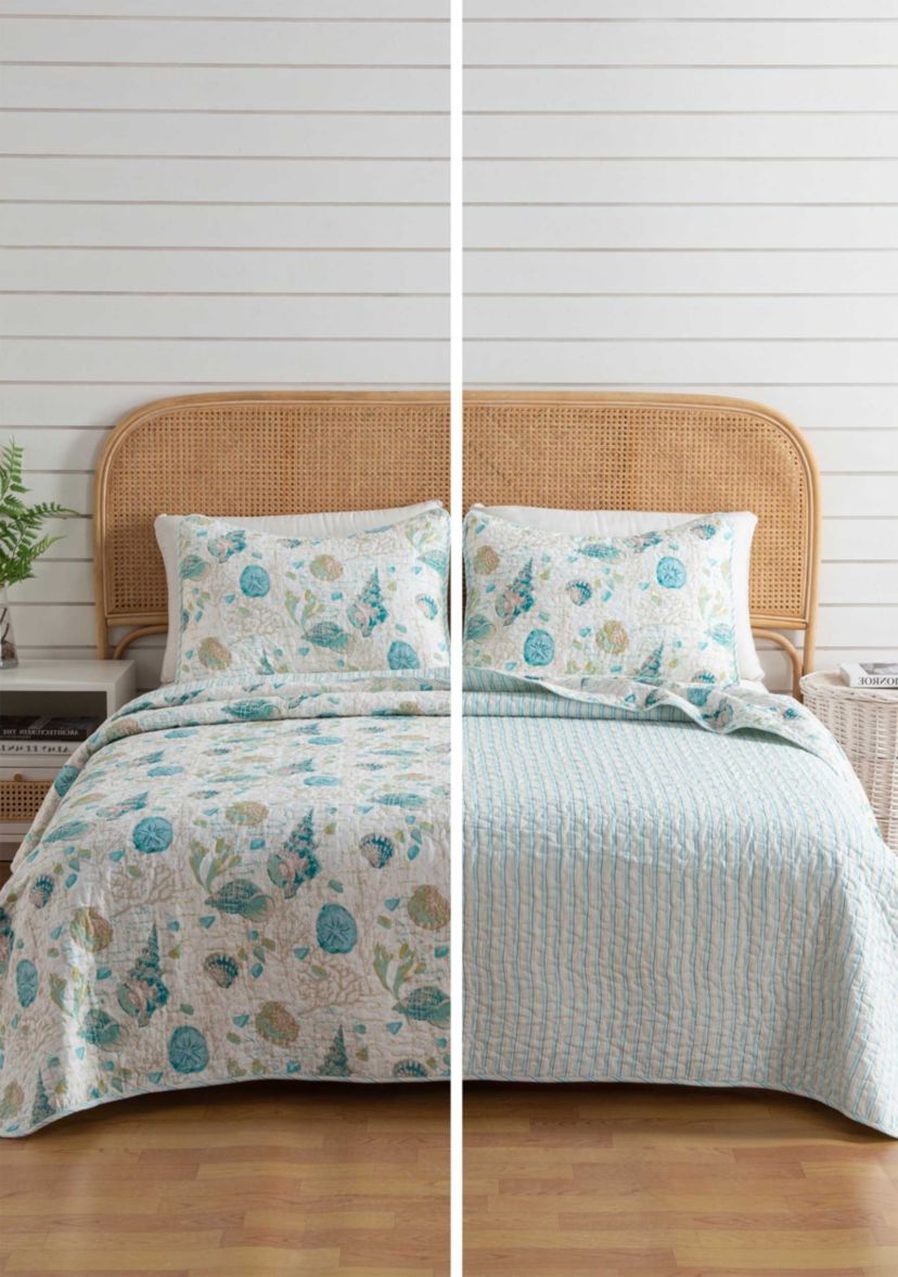 Vintage Seashell Pattern Quilt Set
