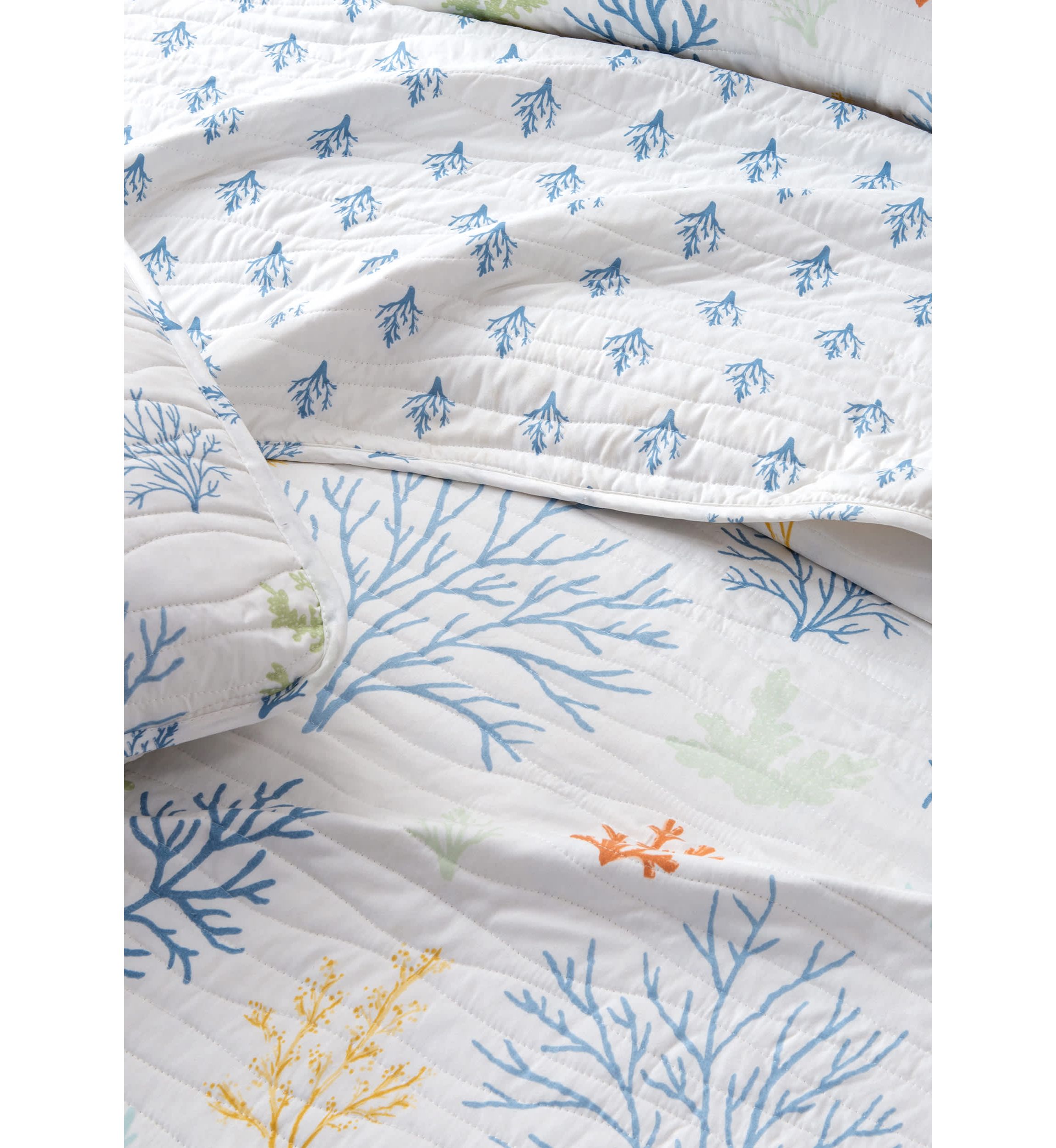 Colorful Coral Printed Quilt Set