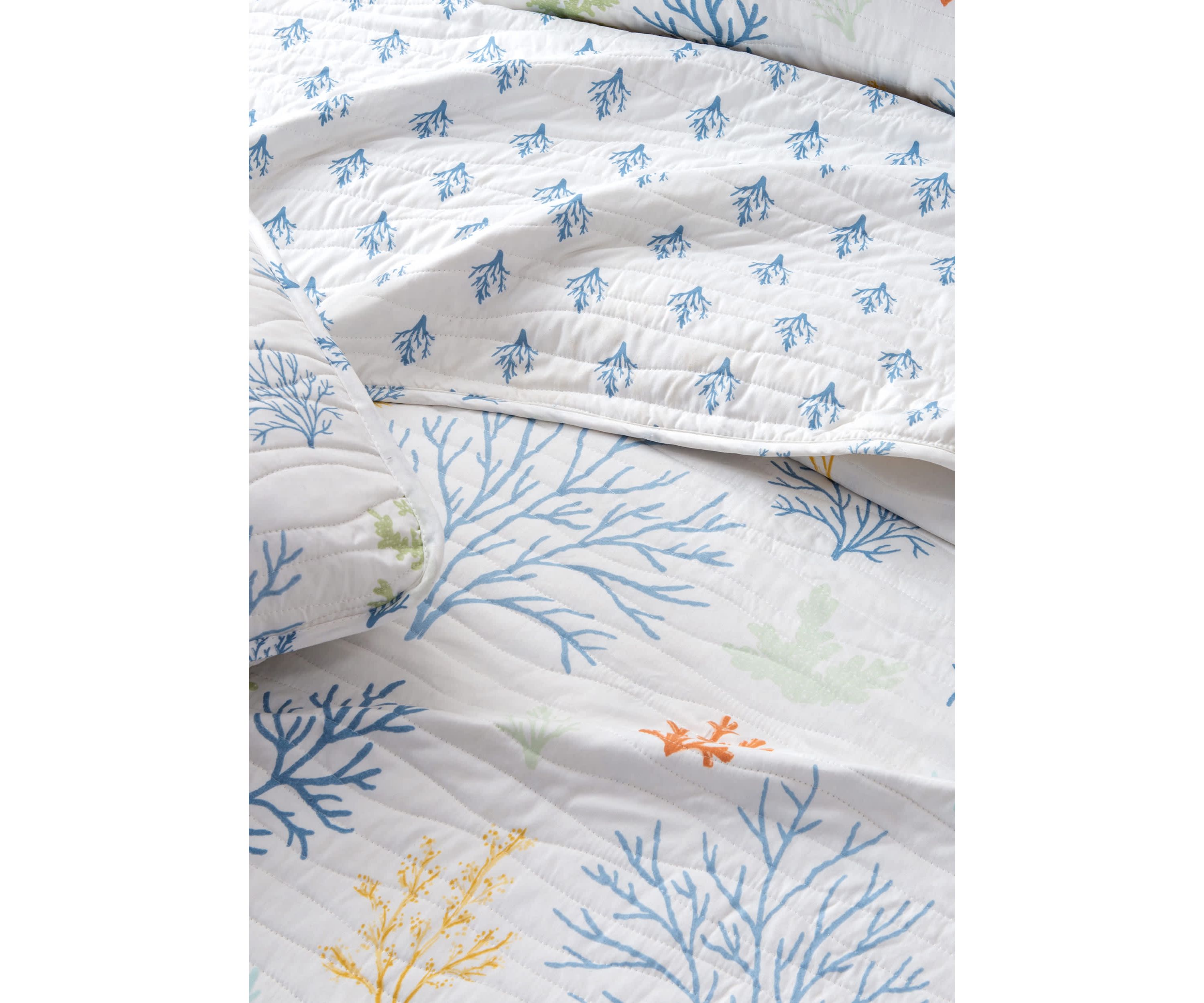 Colorful Coral Printed Quilt Set