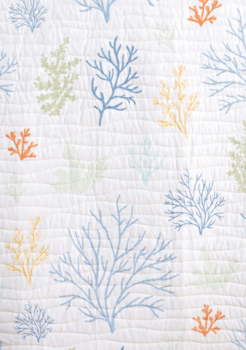 Colorful Coral Printed Quilt Set