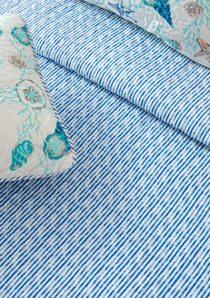 Blue Seashell Quilt Set