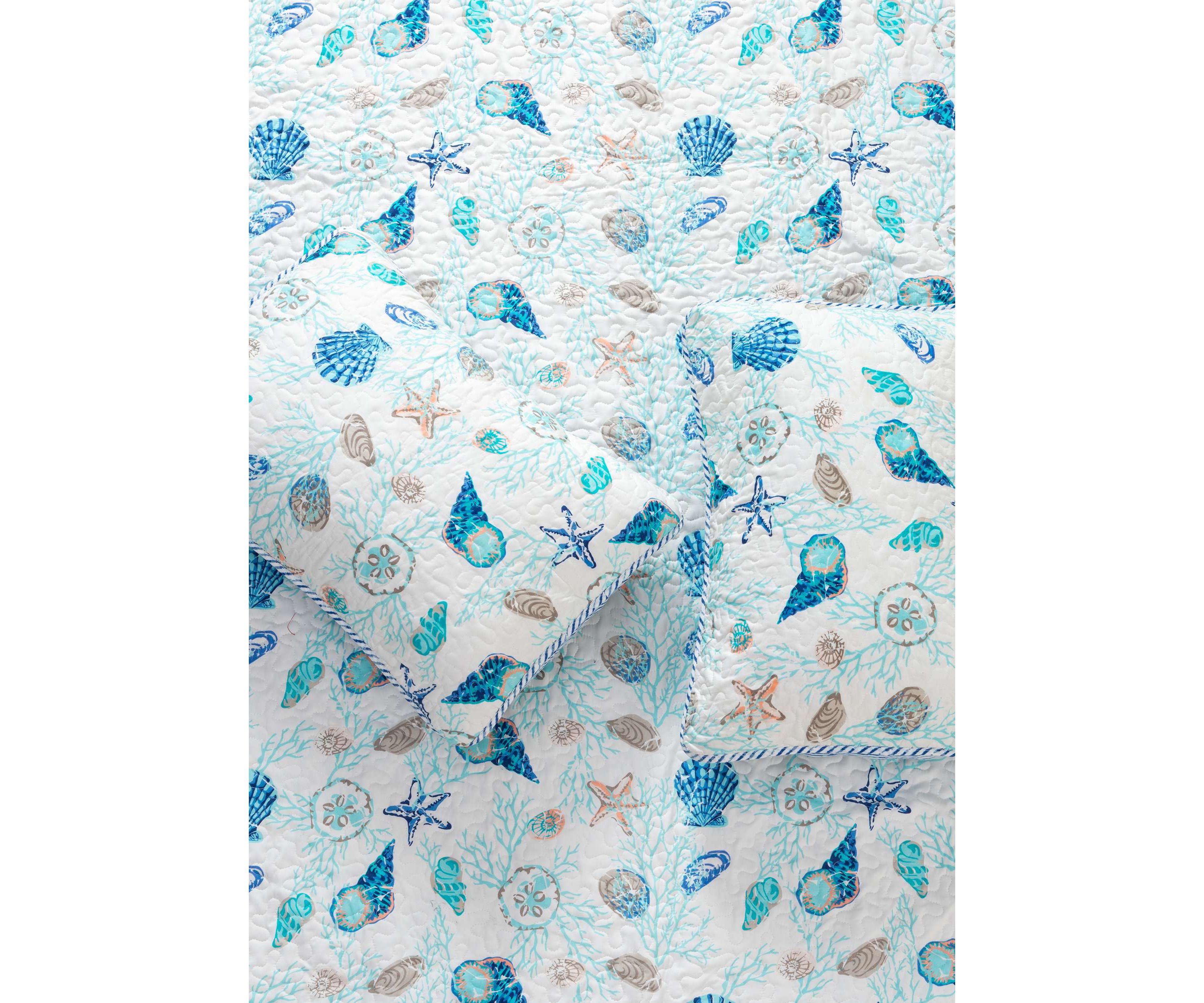 Blue Seashell Quilt Set