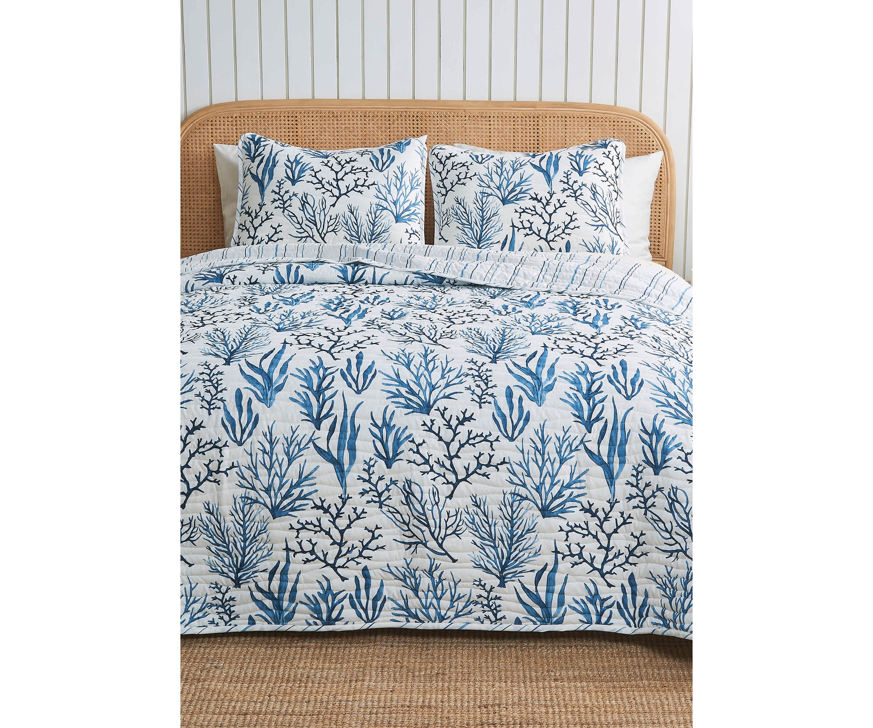 Navy Coral Coastal Quilt Set