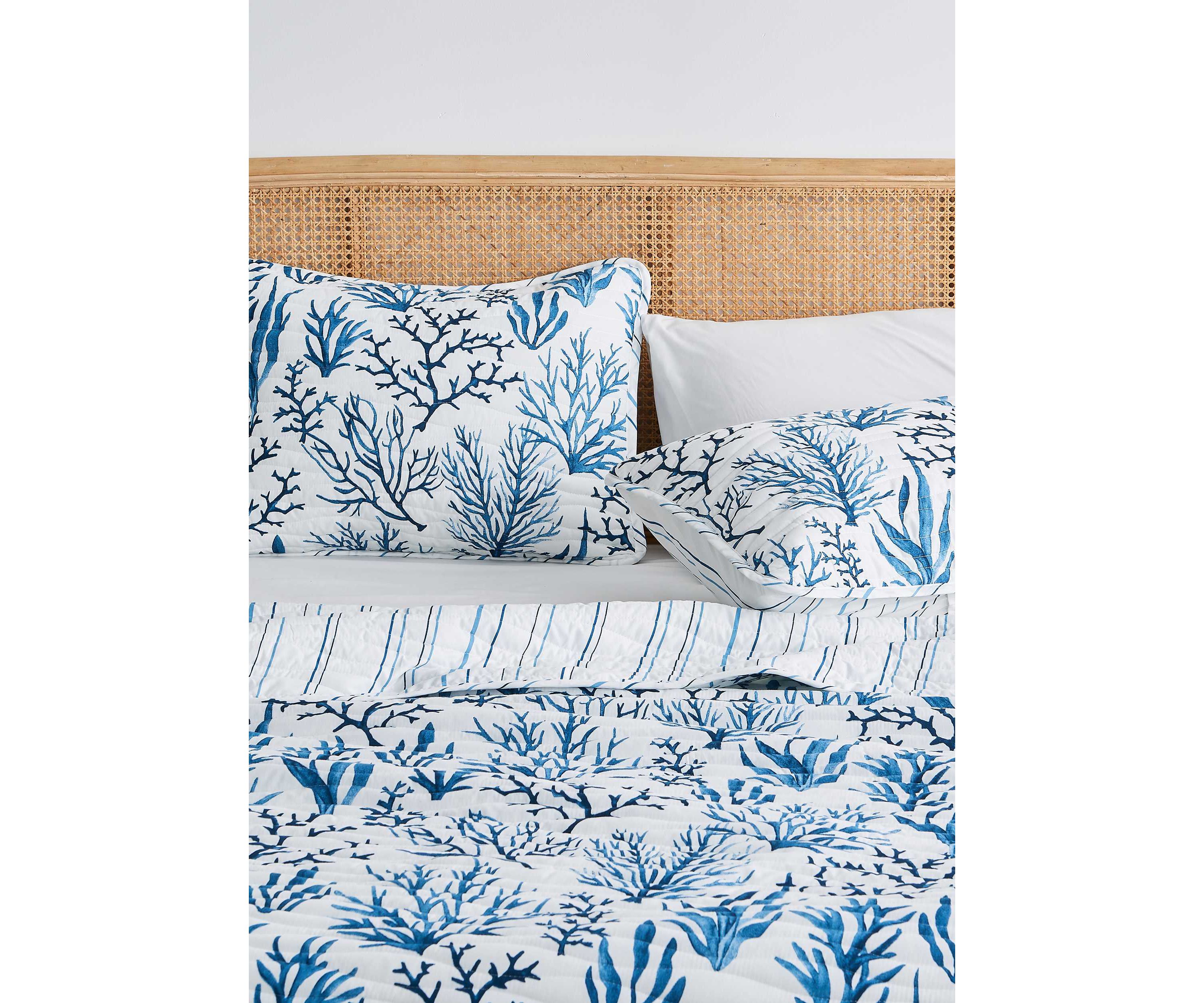 Navy Coral Coastal Quilt Set