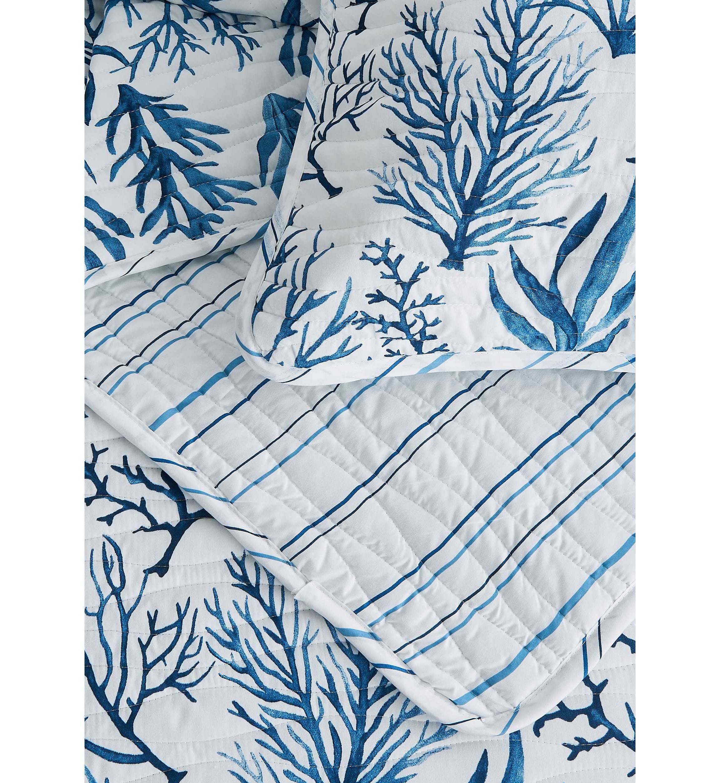 Navy Coral Coastal Quilt Set