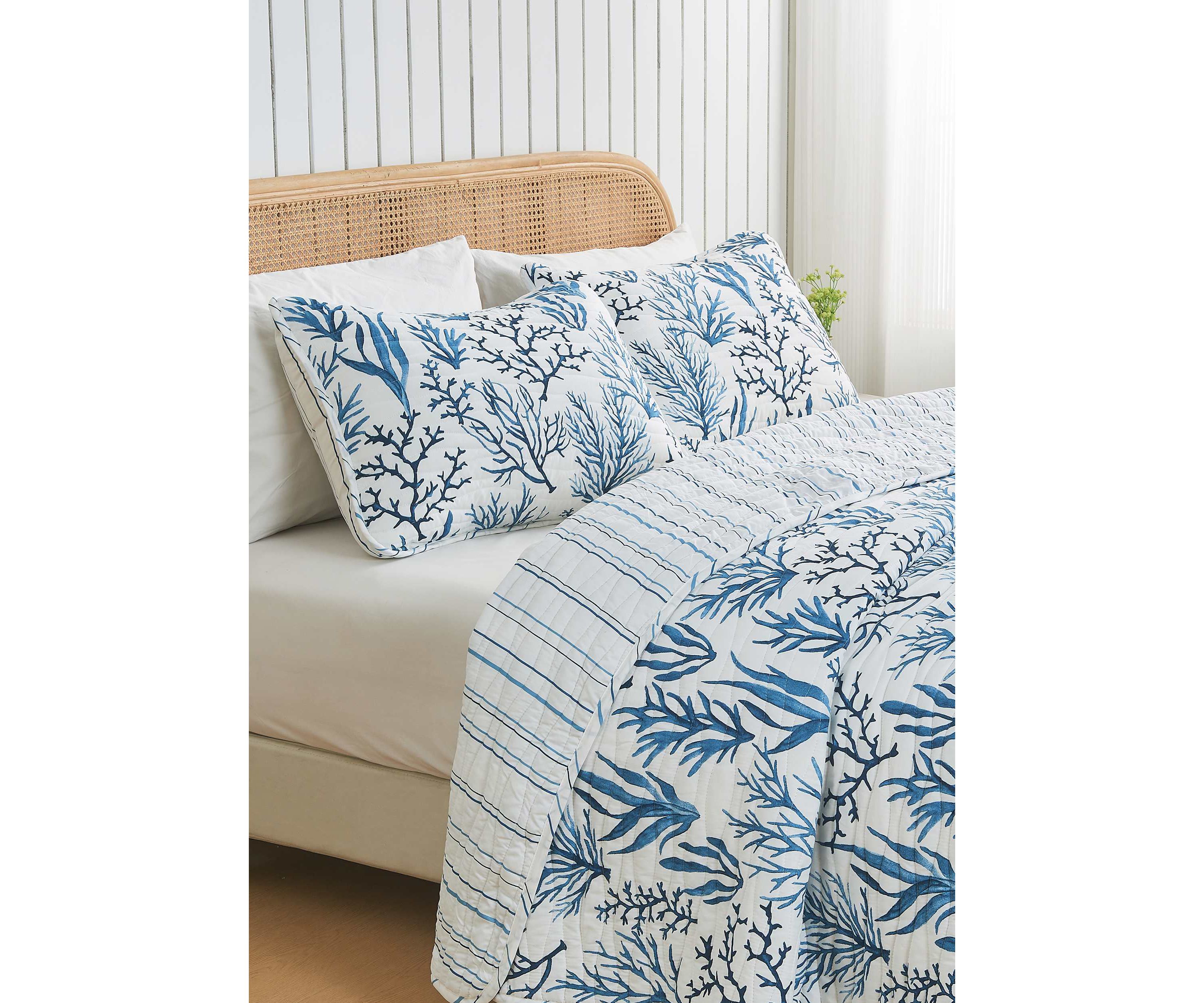 Navy Coral Coastal Quilt Set