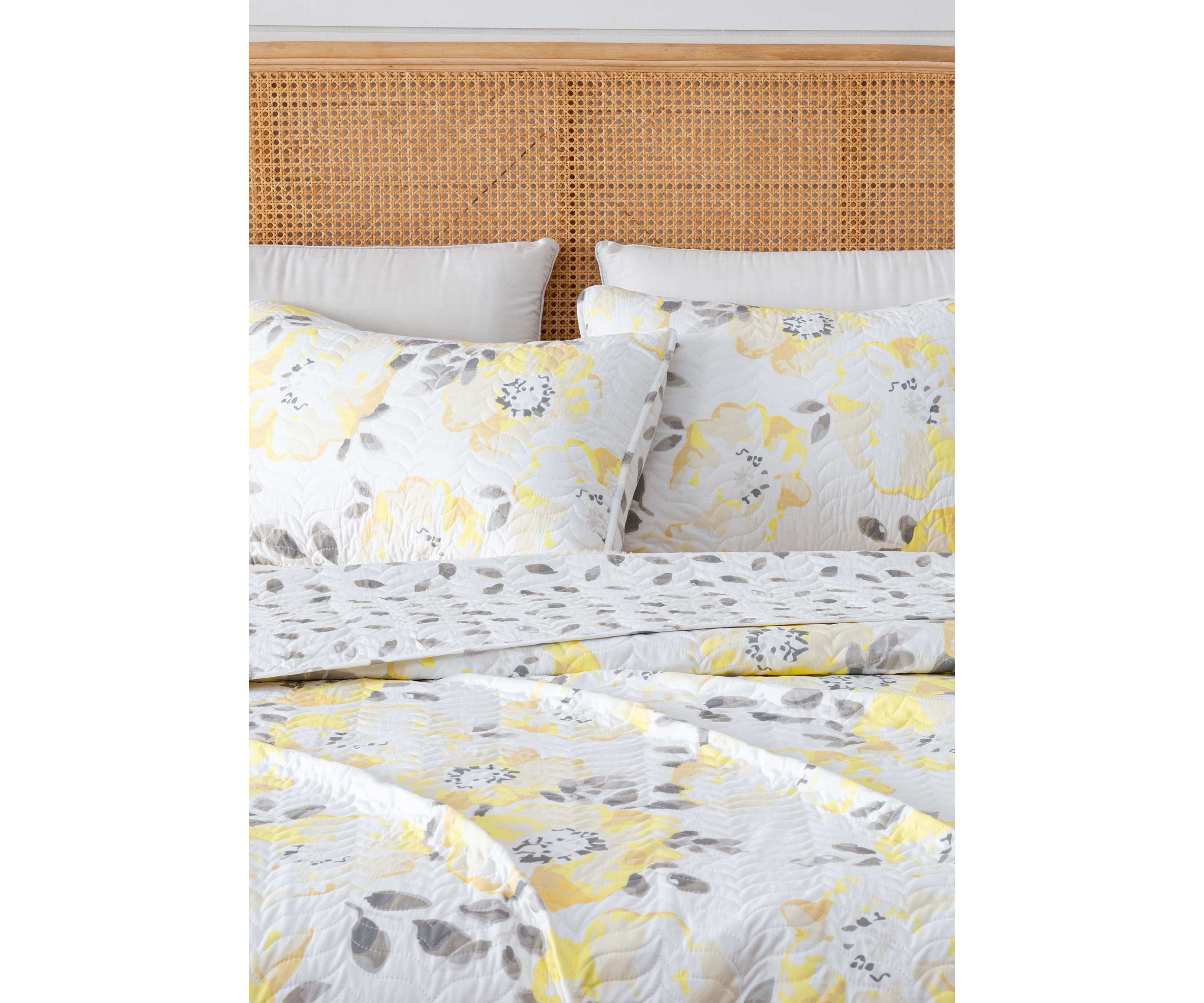 Yellow Watercolor Floral Quilt Set