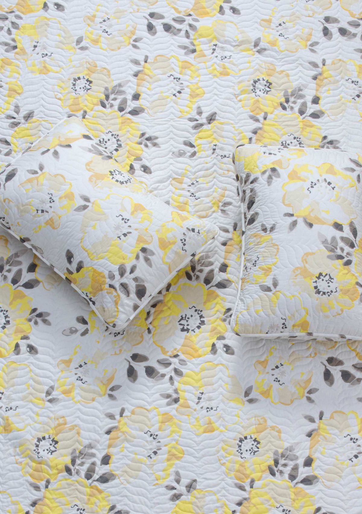 Yellow Watercolor Floral Quilt Set