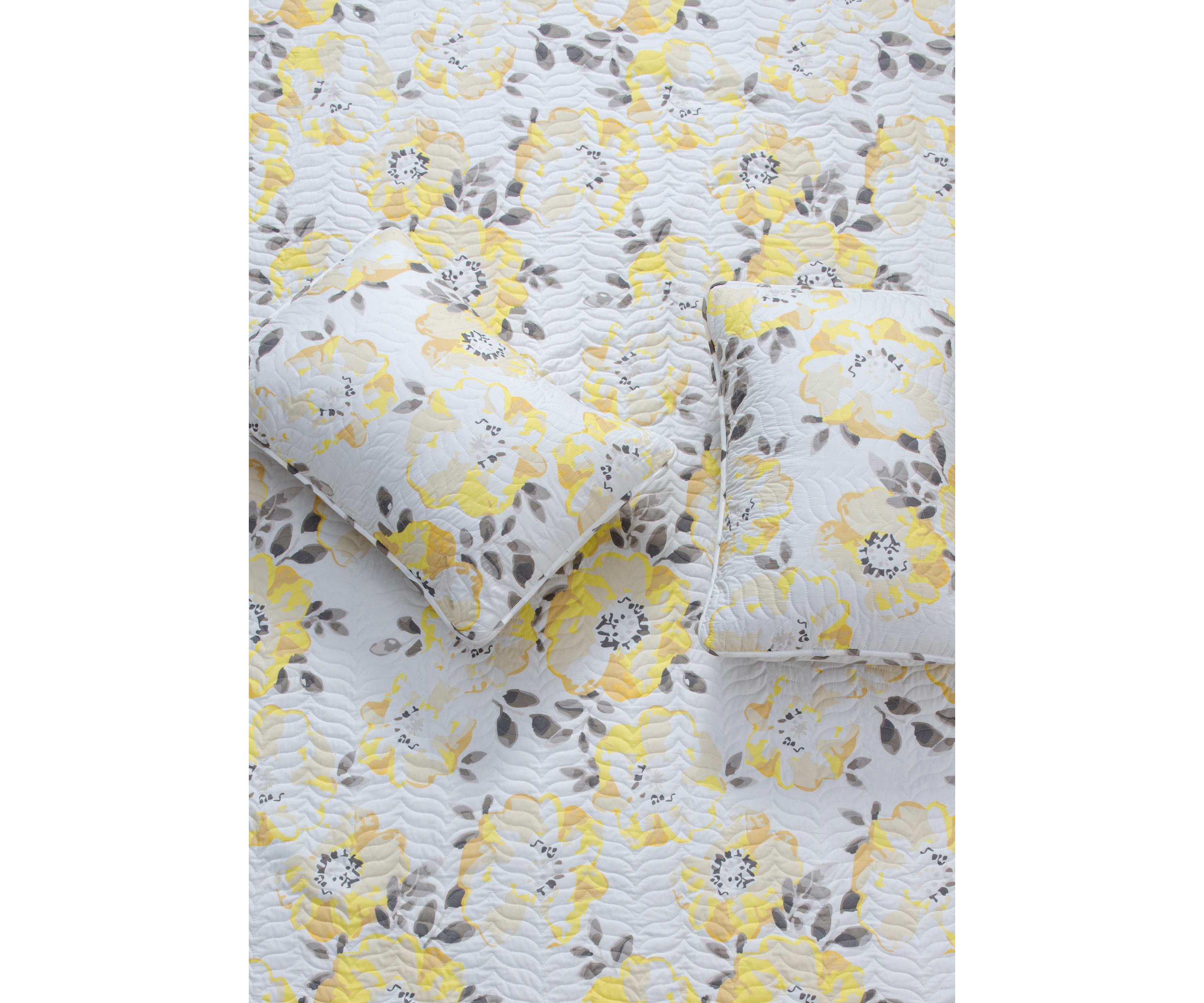 Yellow Watercolor Floral Quilt Set