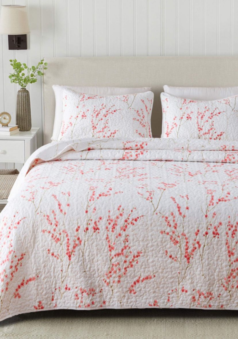Floral Cherry Blossom Quilt Set
