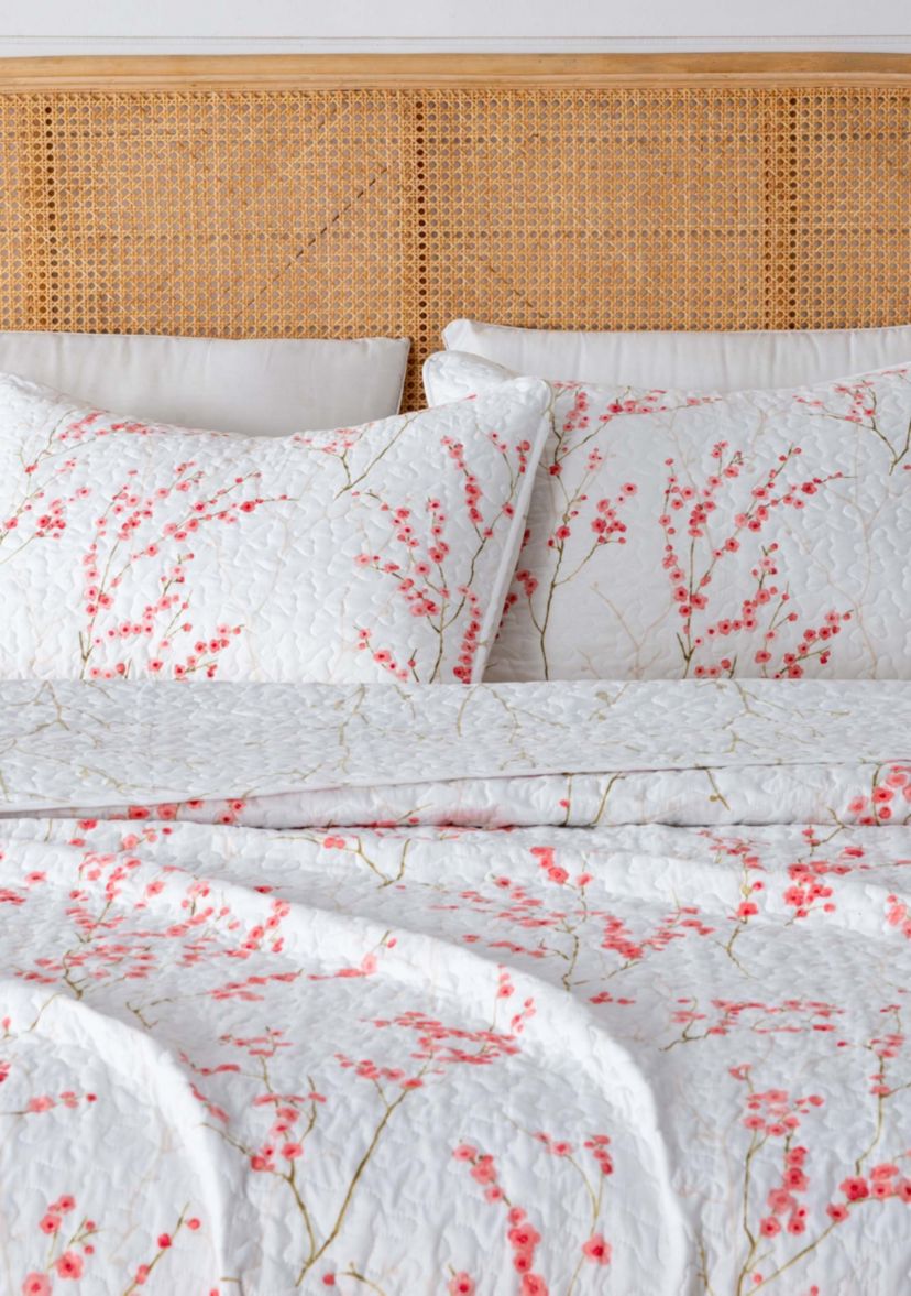 Floral Cherry Blossom Quilt Set