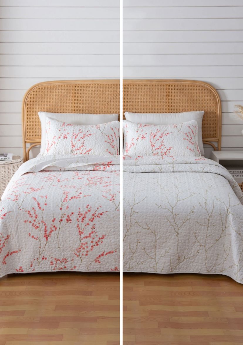 Floral Cherry Blossom Quilt Set