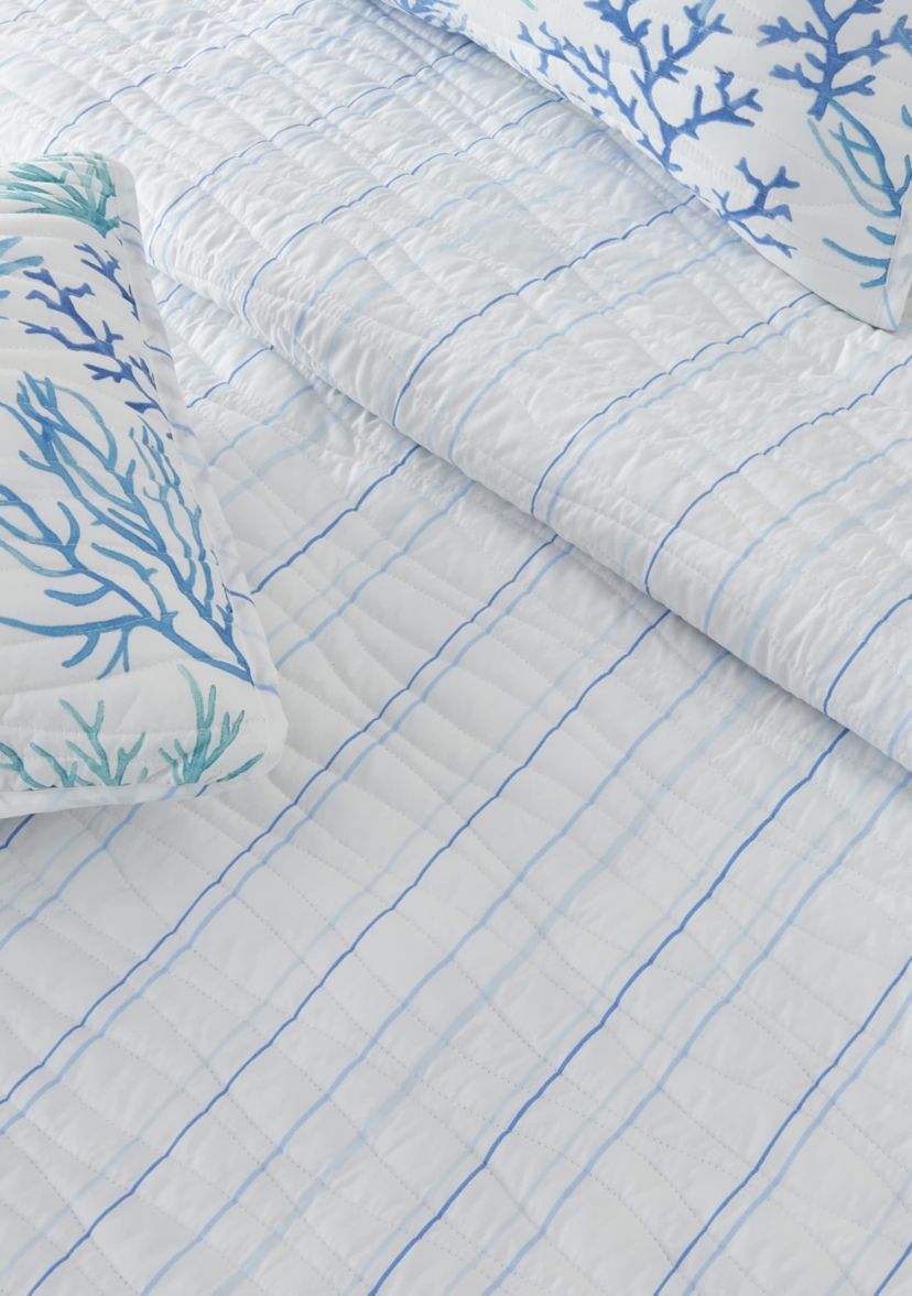 Blue Watercolor Coral Quilt Set