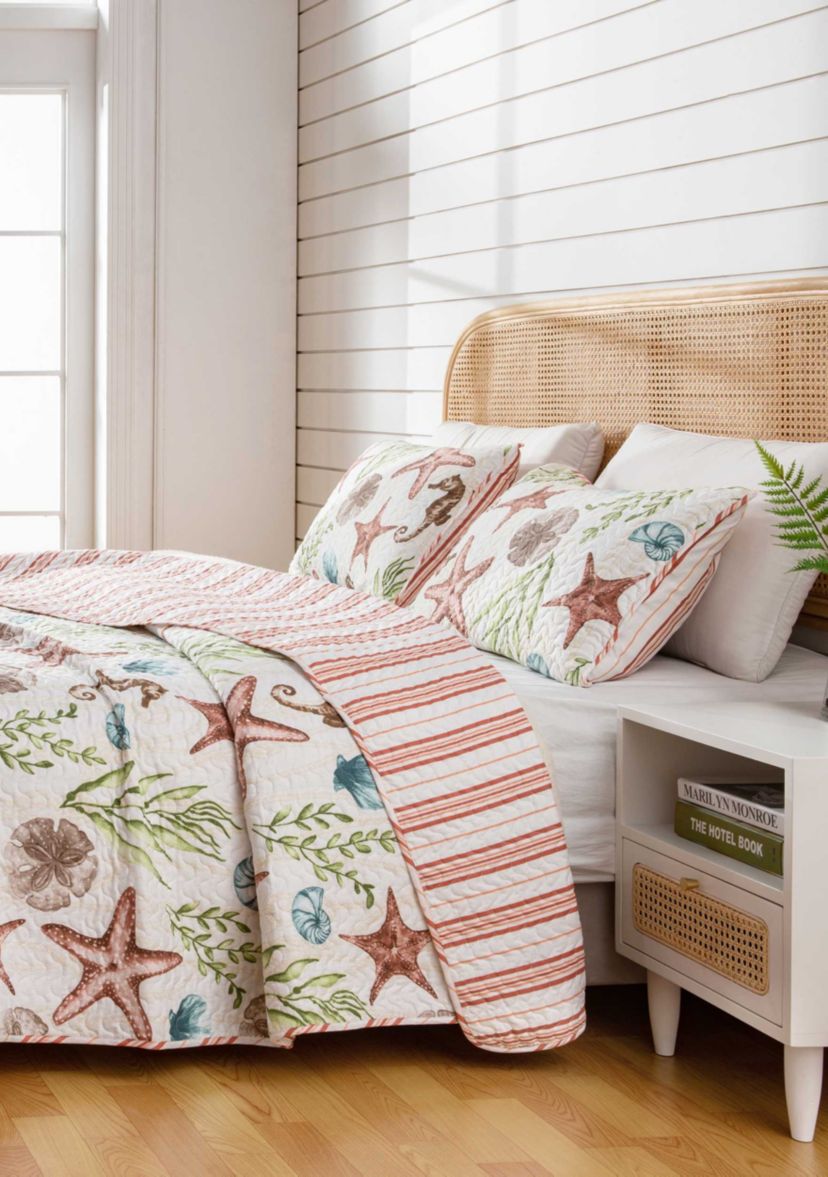Coastal Sealife Printed Quilt Set