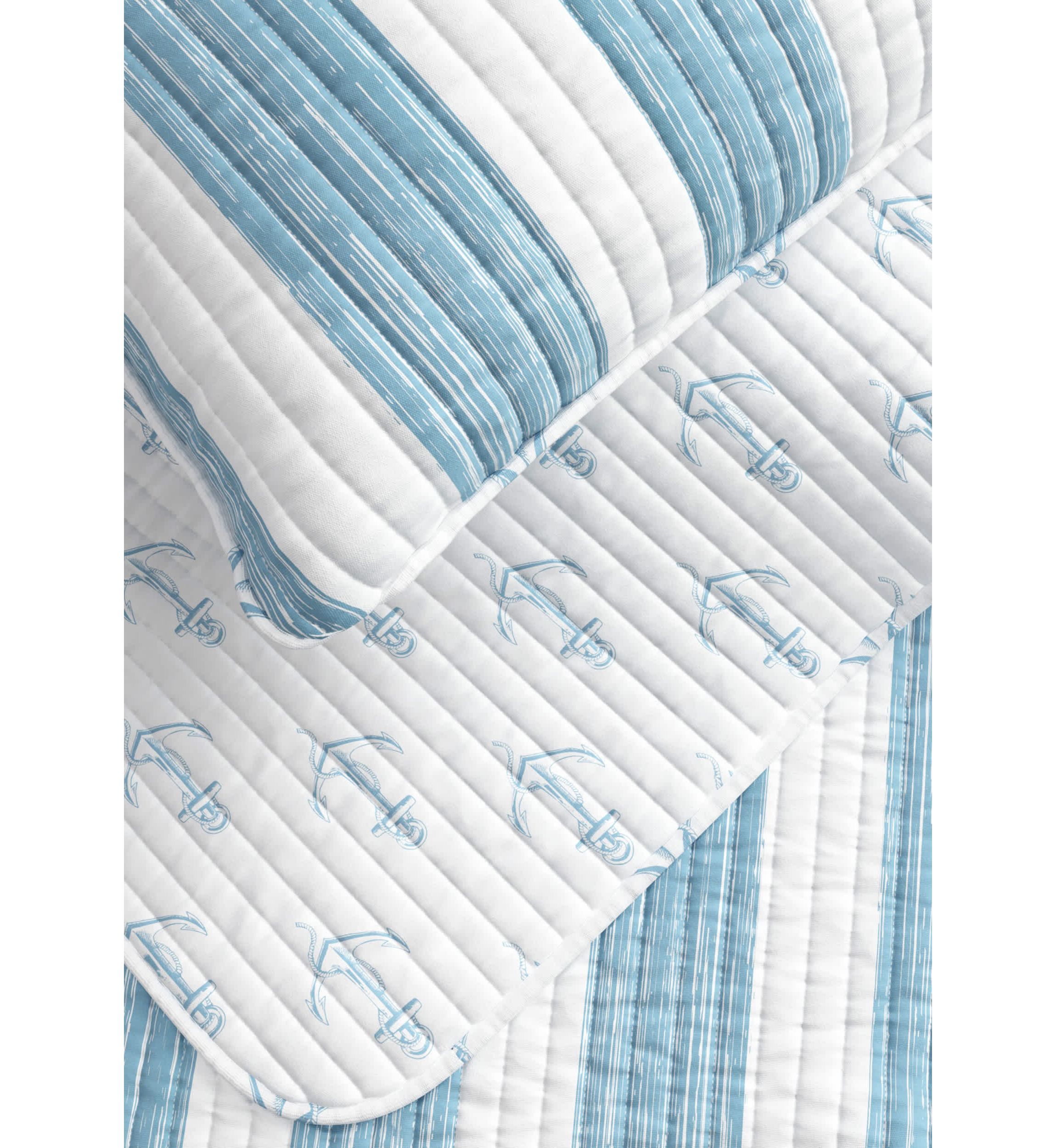 Blue Striped Coastal Quilt Set