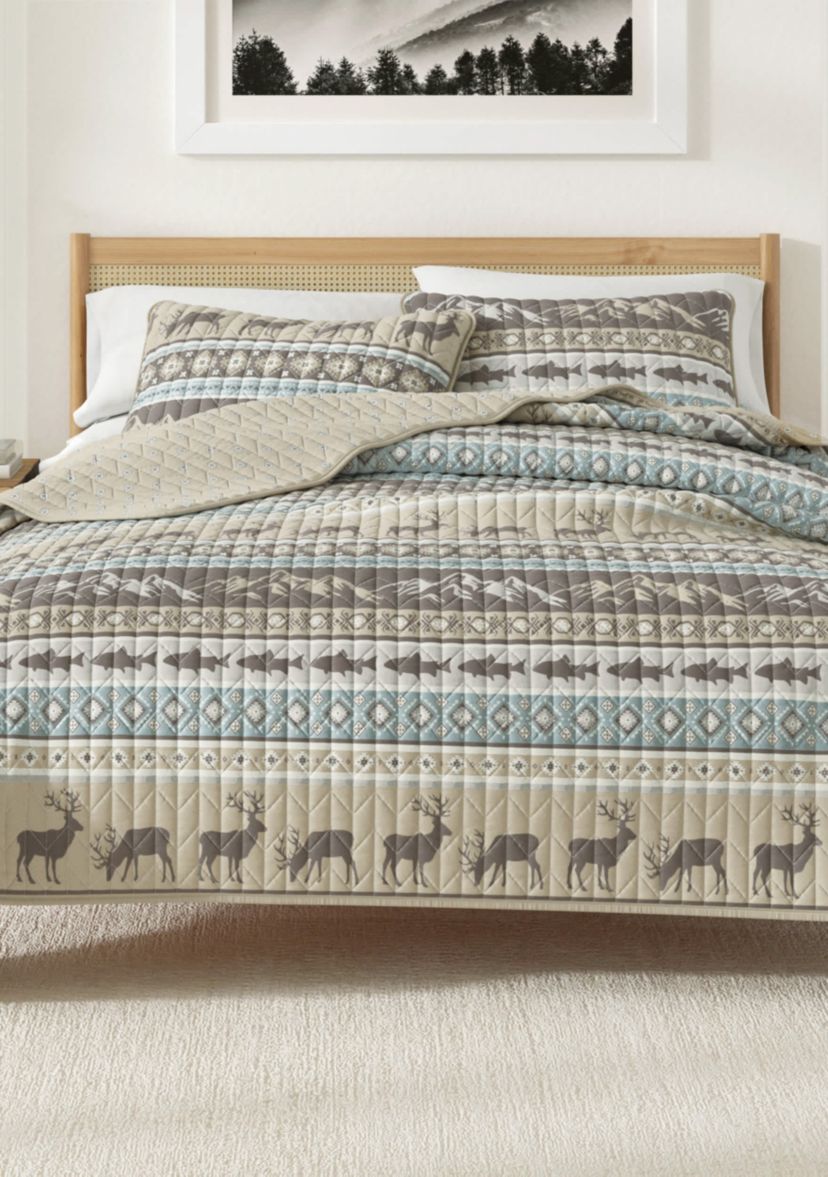 Rustic Lodge Stripe Quilt Set