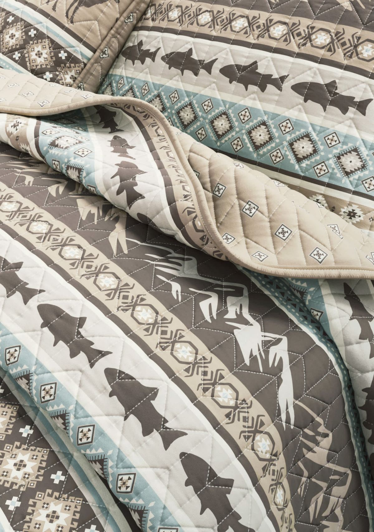 Rustic Lodge Stripe Quilt Set