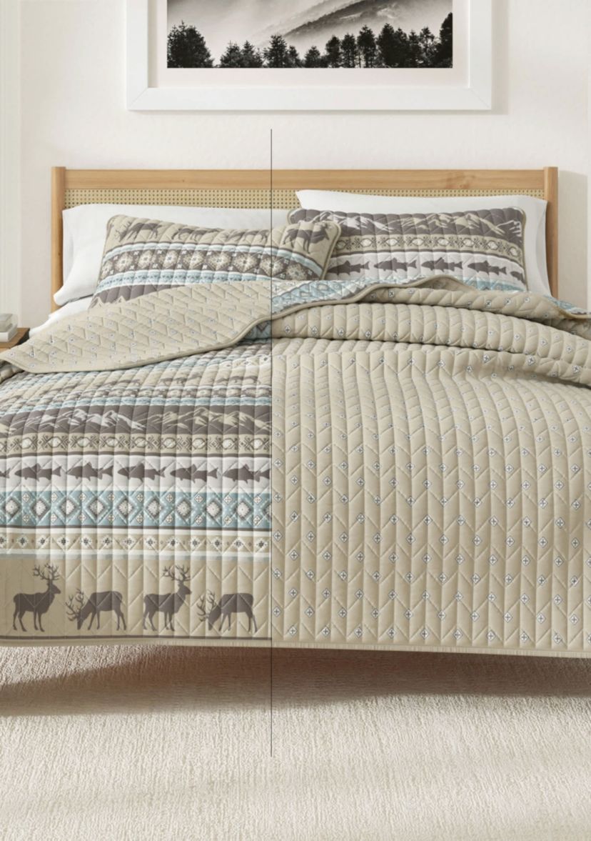 Rustic Lodge Stripe Quilt Set