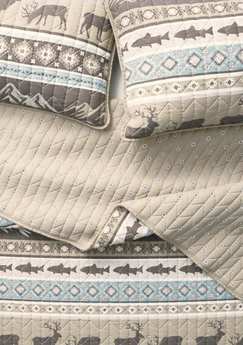 Rustic Lodge Stripe Quilt Set