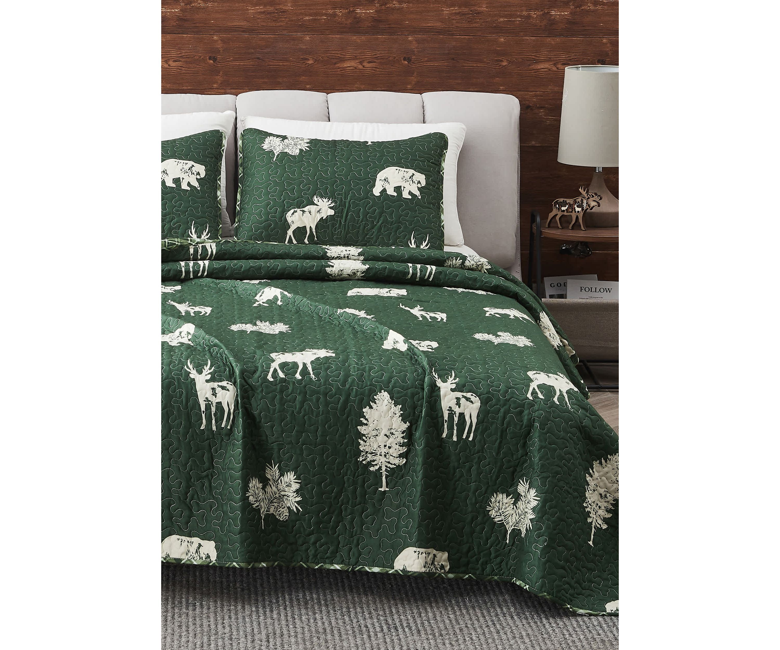 Lodge Forest Green Quilt Set