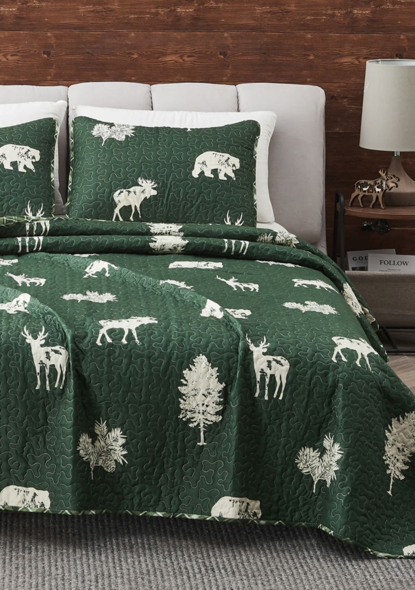 Lodge Forest Green Quilt Set