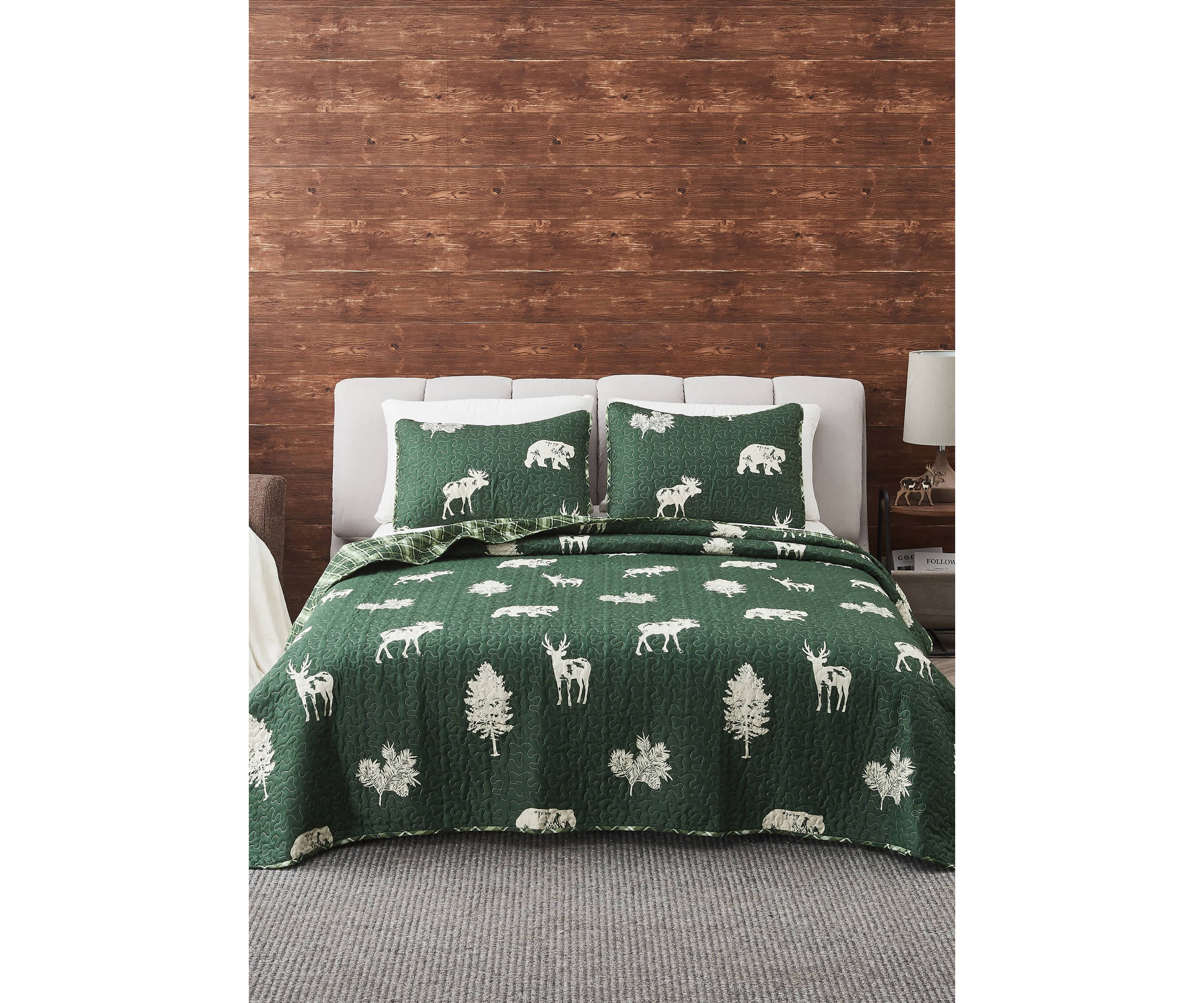 Lodge Forest Green Quilt Set