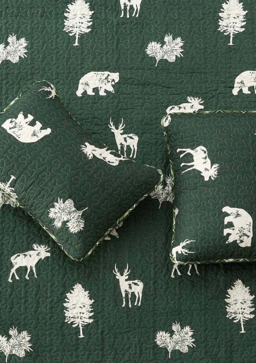Lodge Forest Green Quilt Set
