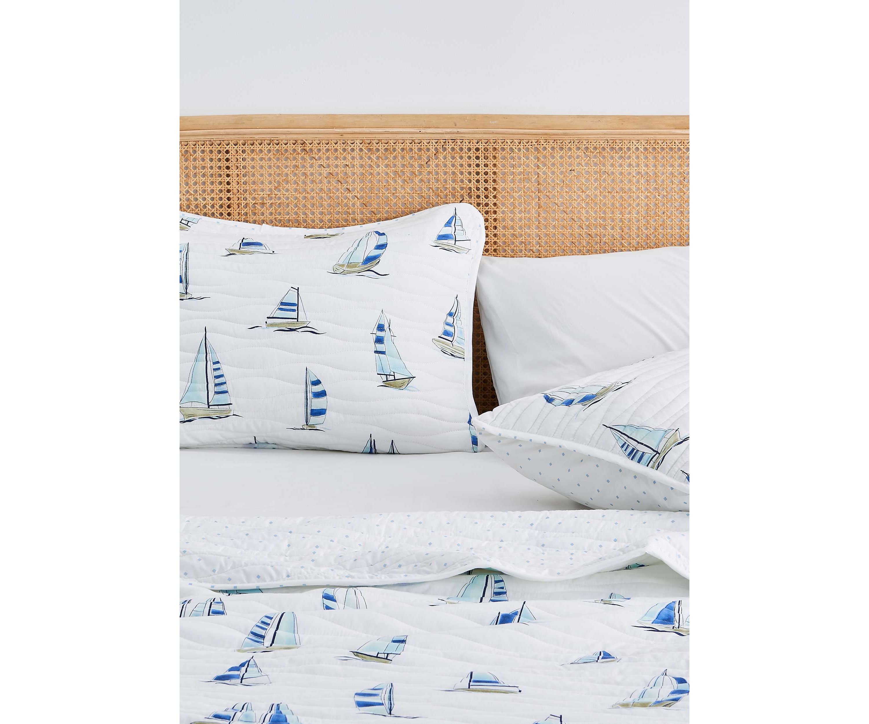 Navy Sailboat Nautical Quilt Set