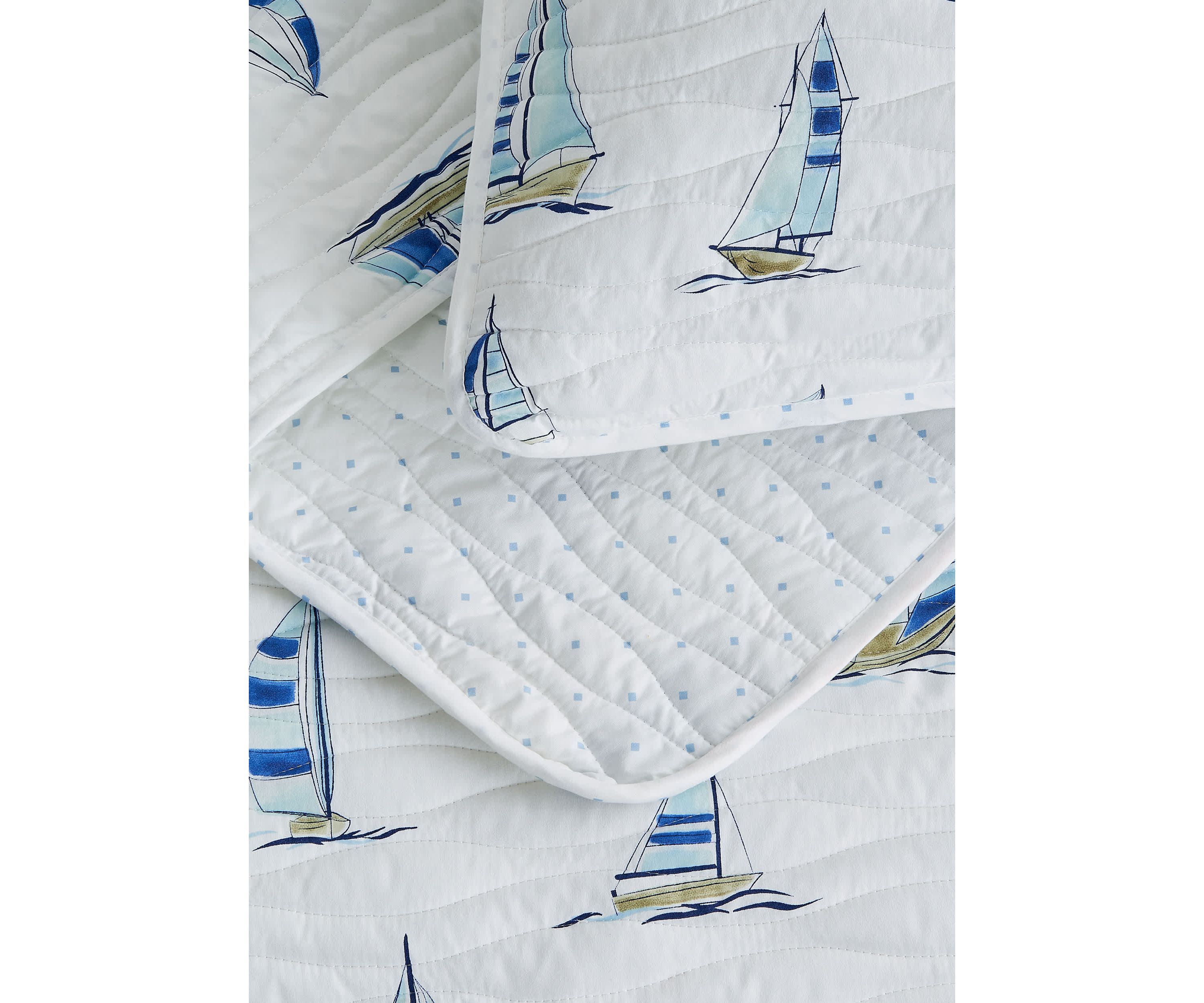 Navy Sailboat Nautical Quilt Set