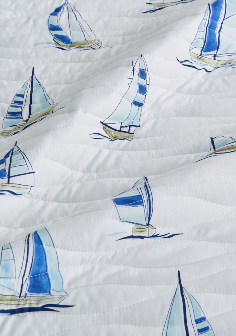 Navy Sailboat Nautical Quilt Set