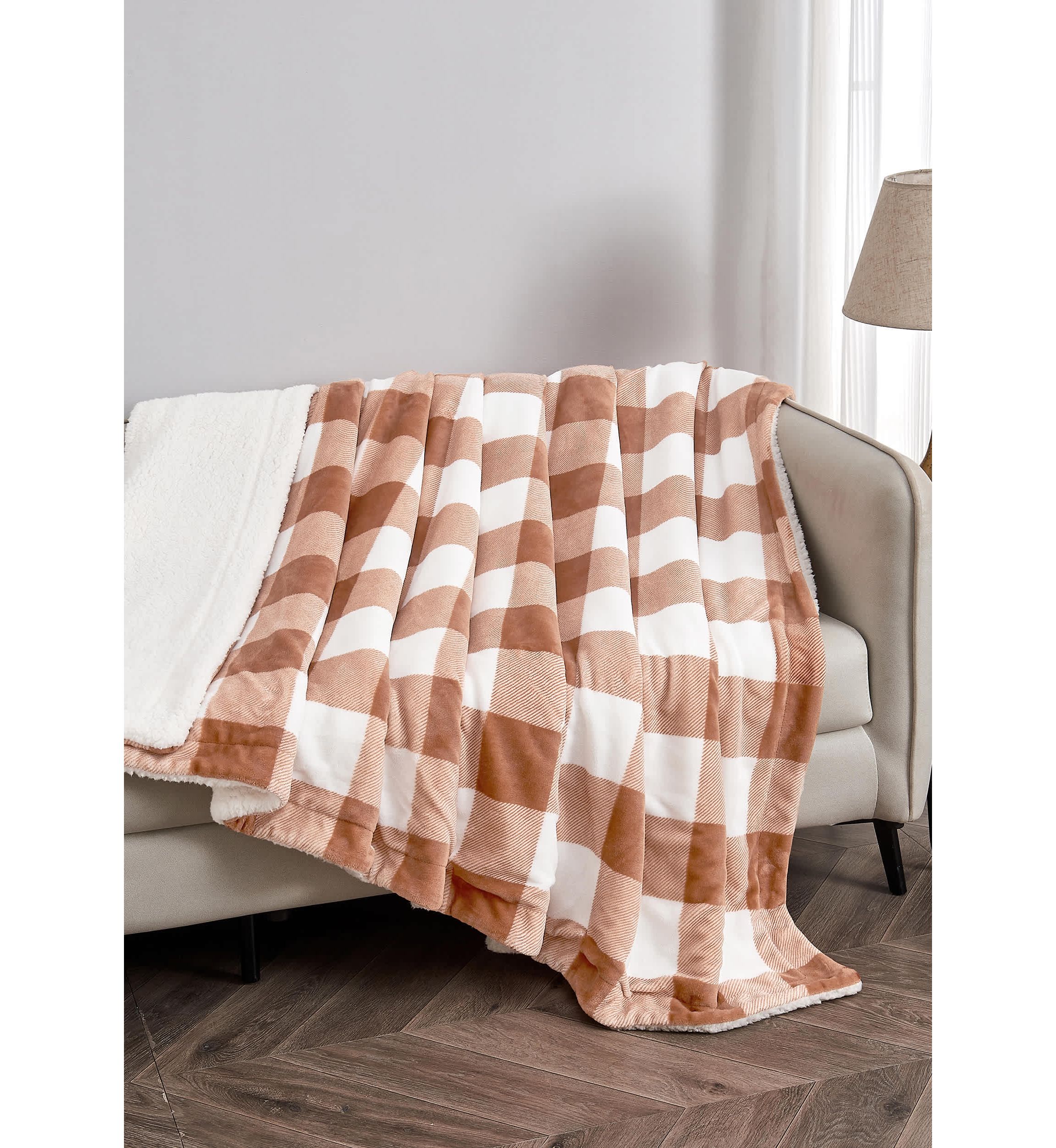 Velvet Plush Fleece Sherpa Reversible Throw Blanket