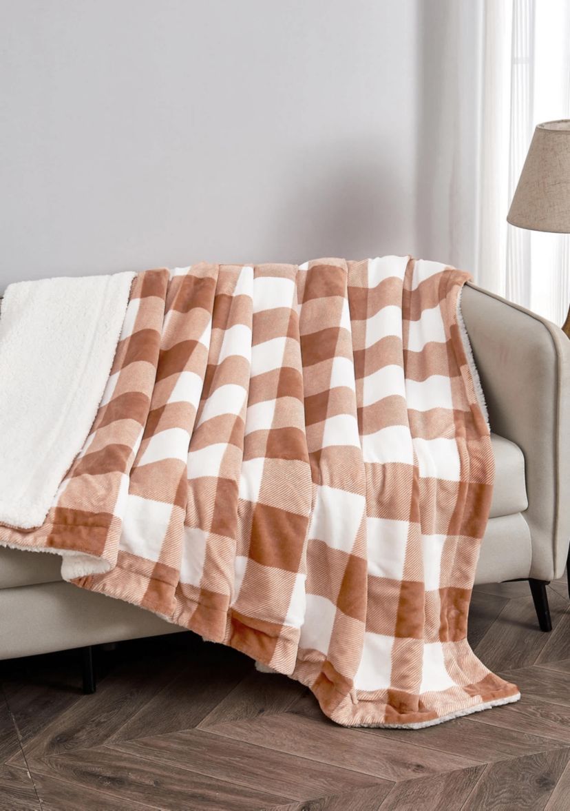 Velvet Plush Fleece Sherpa Reversible Throw Blanket