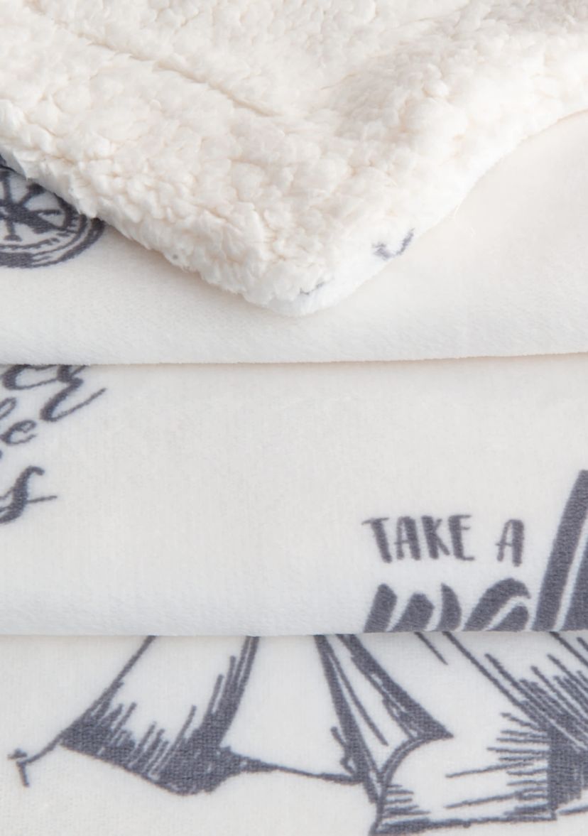 Velvet Plush Reversible Sherpa Lodge Printed Throw Blanket
