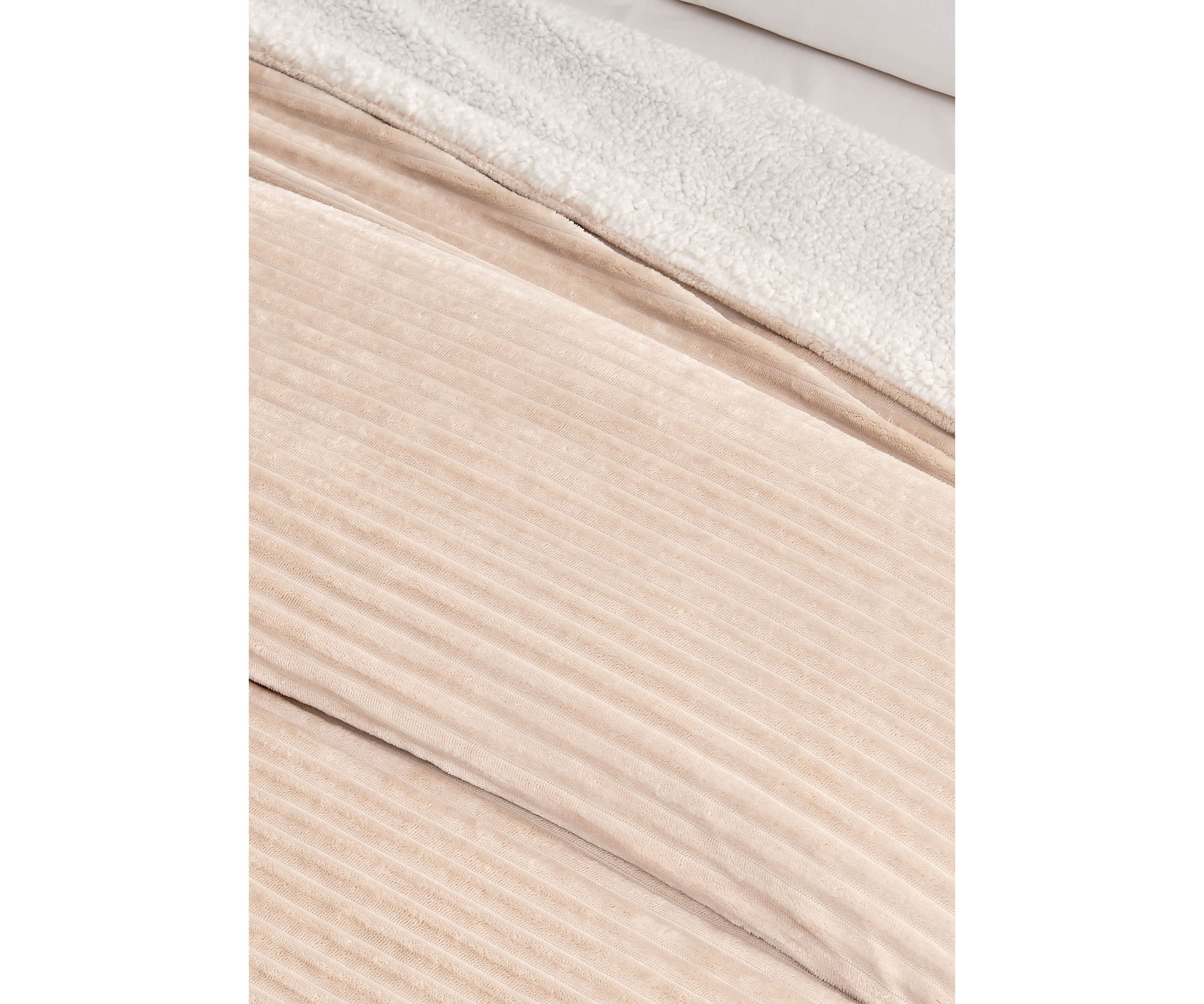 Velvet Plush Fleece Sherpa Ribbed Throw Blanket