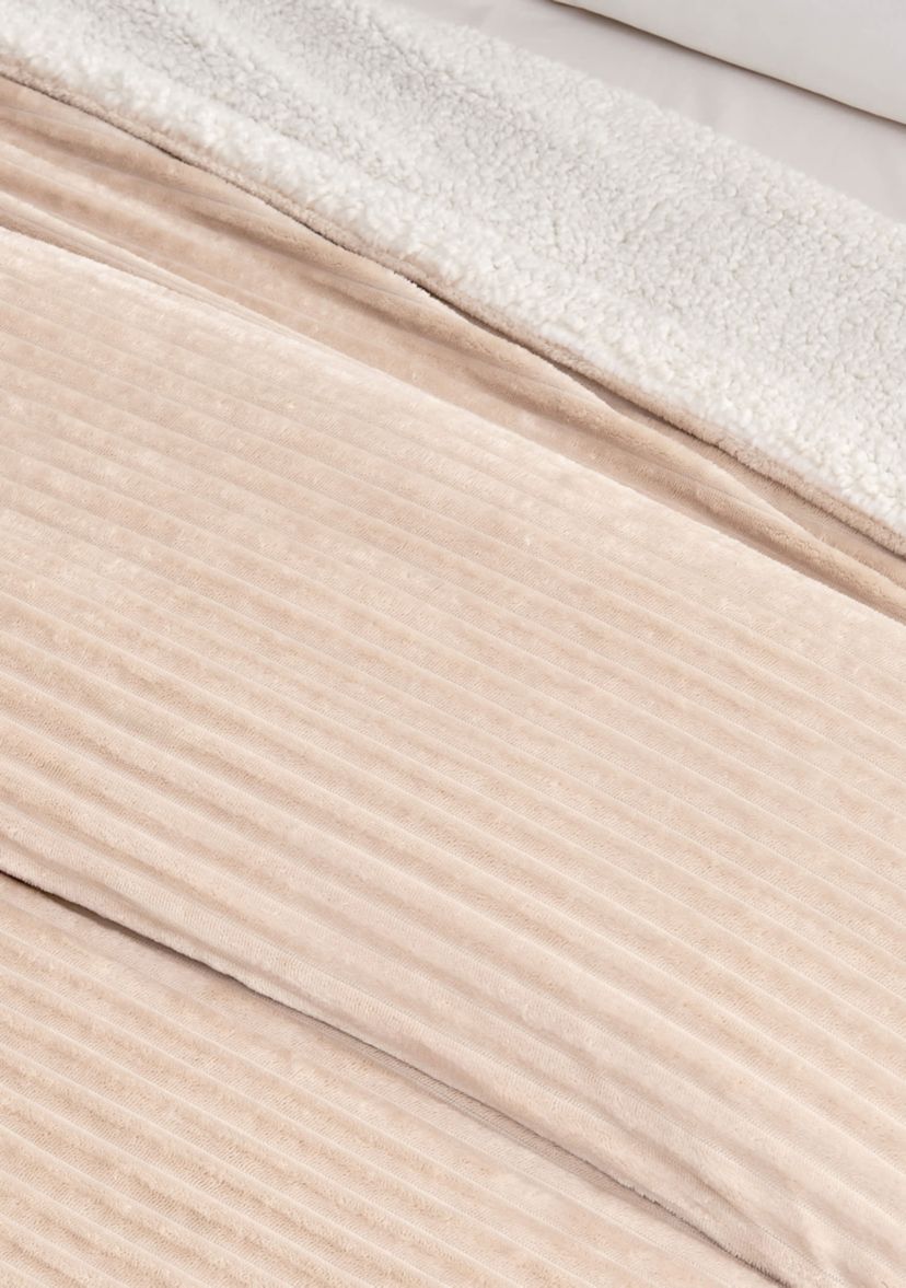 Velvet Plush Fleece Sherpa Ribbed Throw Blanket