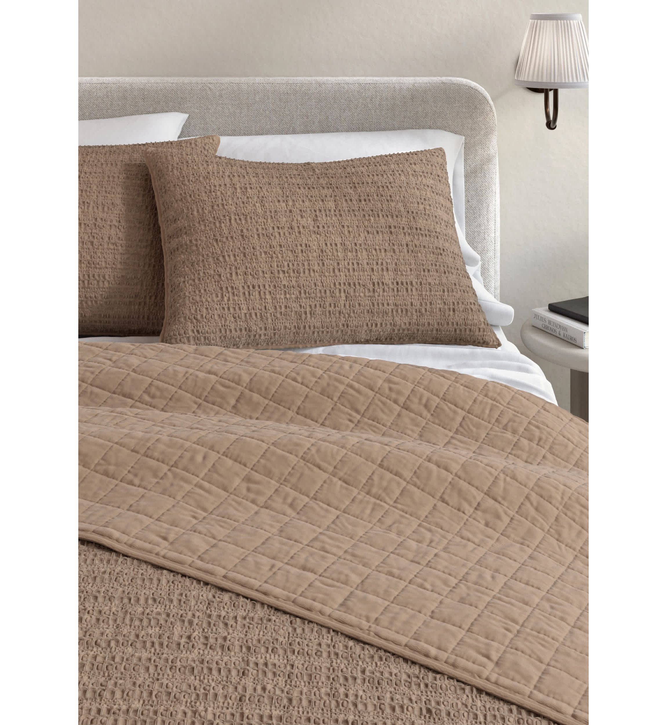 100% Cotton Honeycomb Waffle Garment Washed Quilt Set