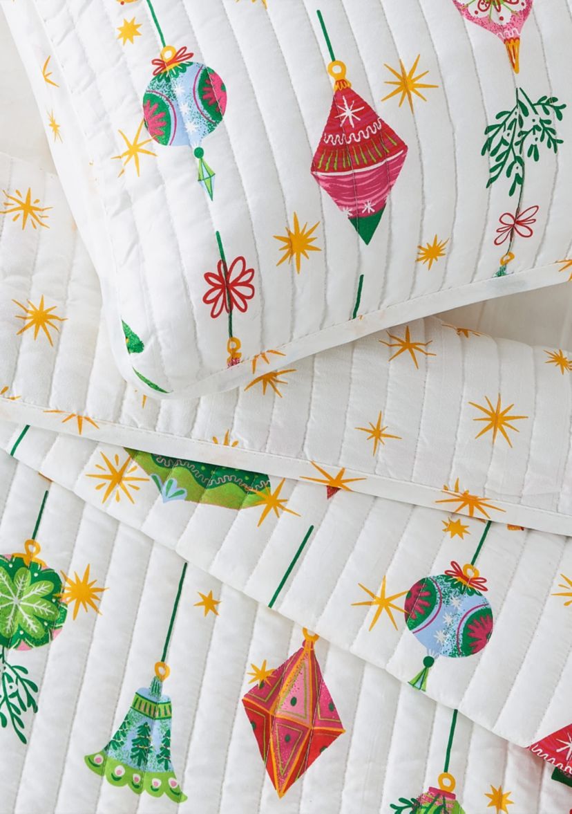 Festive Holiday Reversible Microfiber Quilt Set with Shams