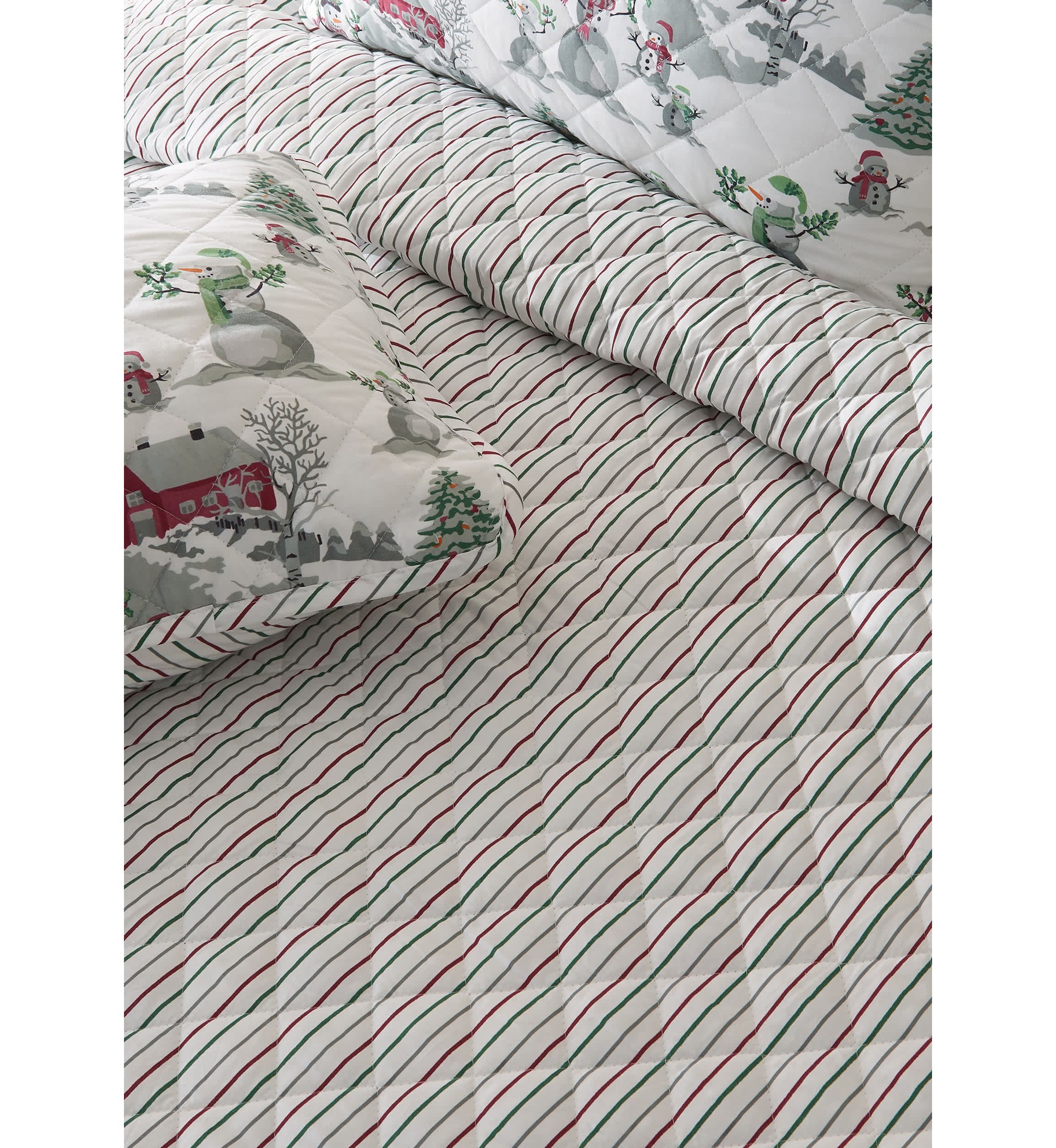 Holiday Printed Microfiber Quilt Set with Shams